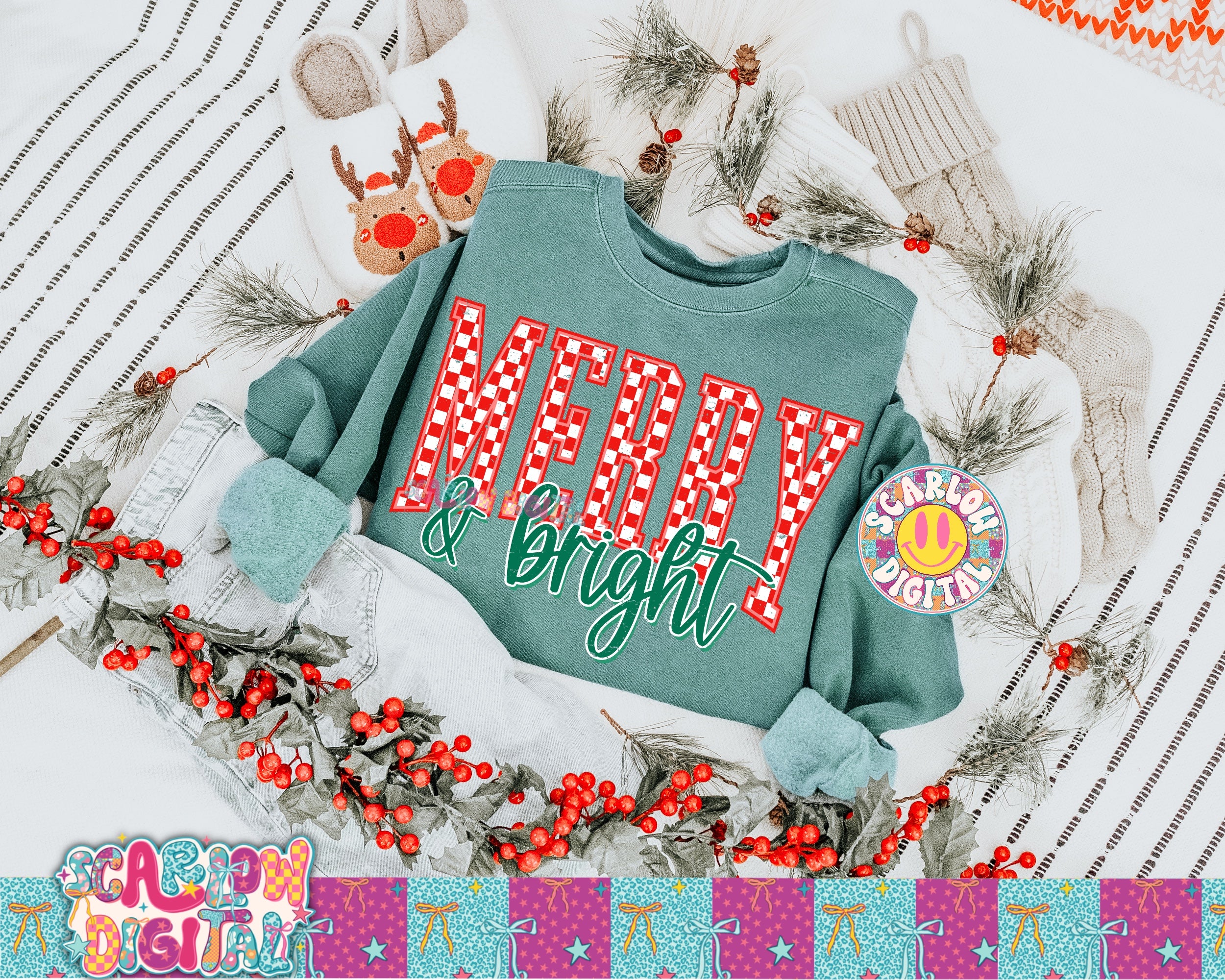 Merry and Bright PNG Digital Design 2