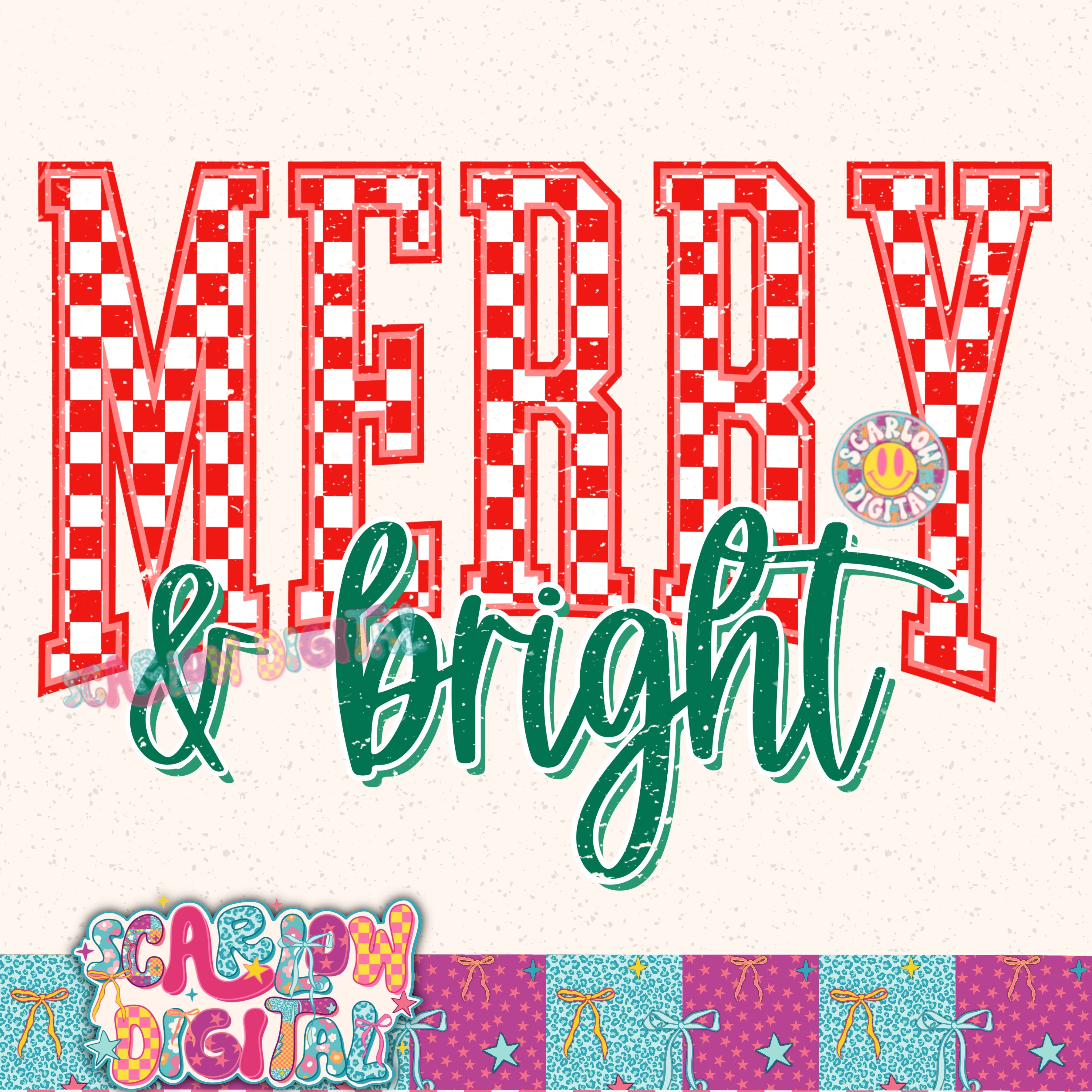 Merry and Bright PNG Digital Design 3