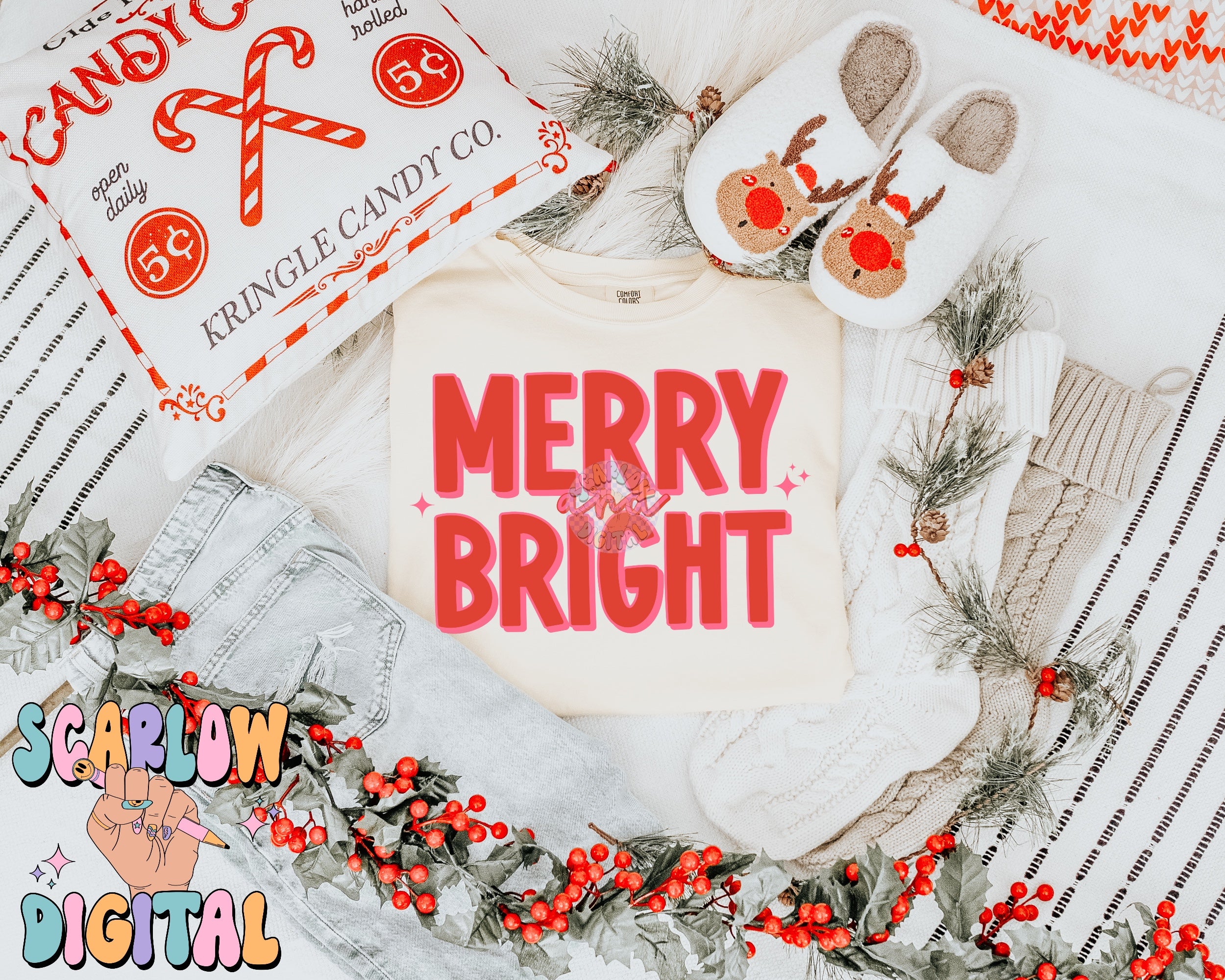 Merry and Bright PNG Digital Design 2