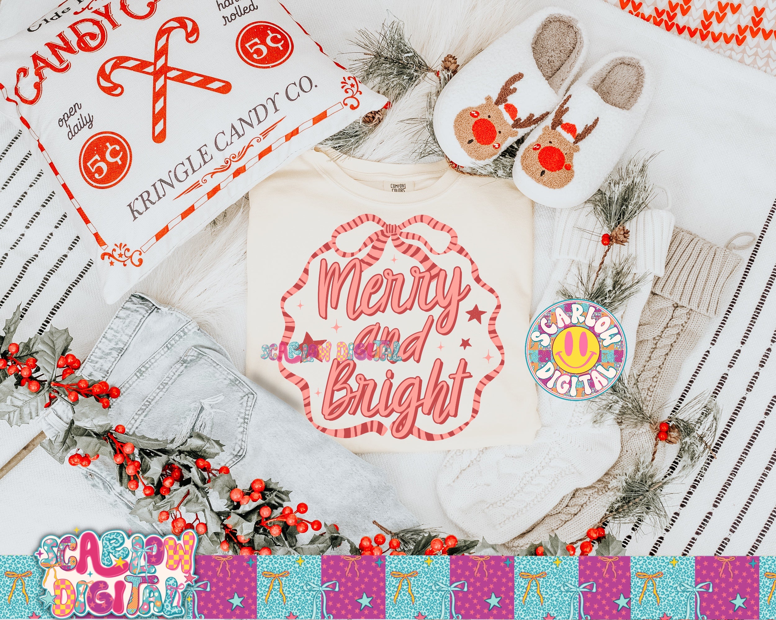 Merry and Bright PNG Digital Design 2