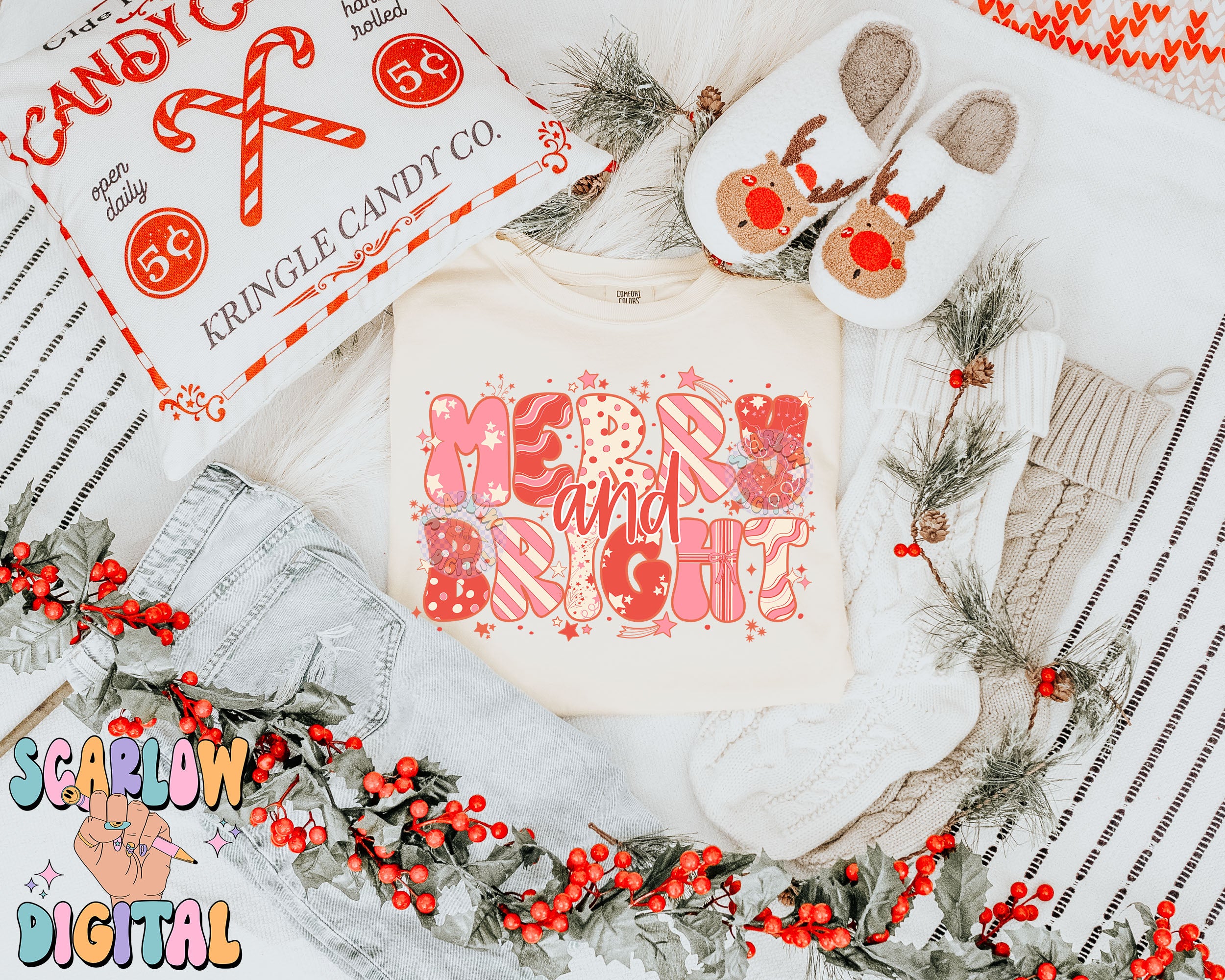Merry and Bright PNG Digital Design 2