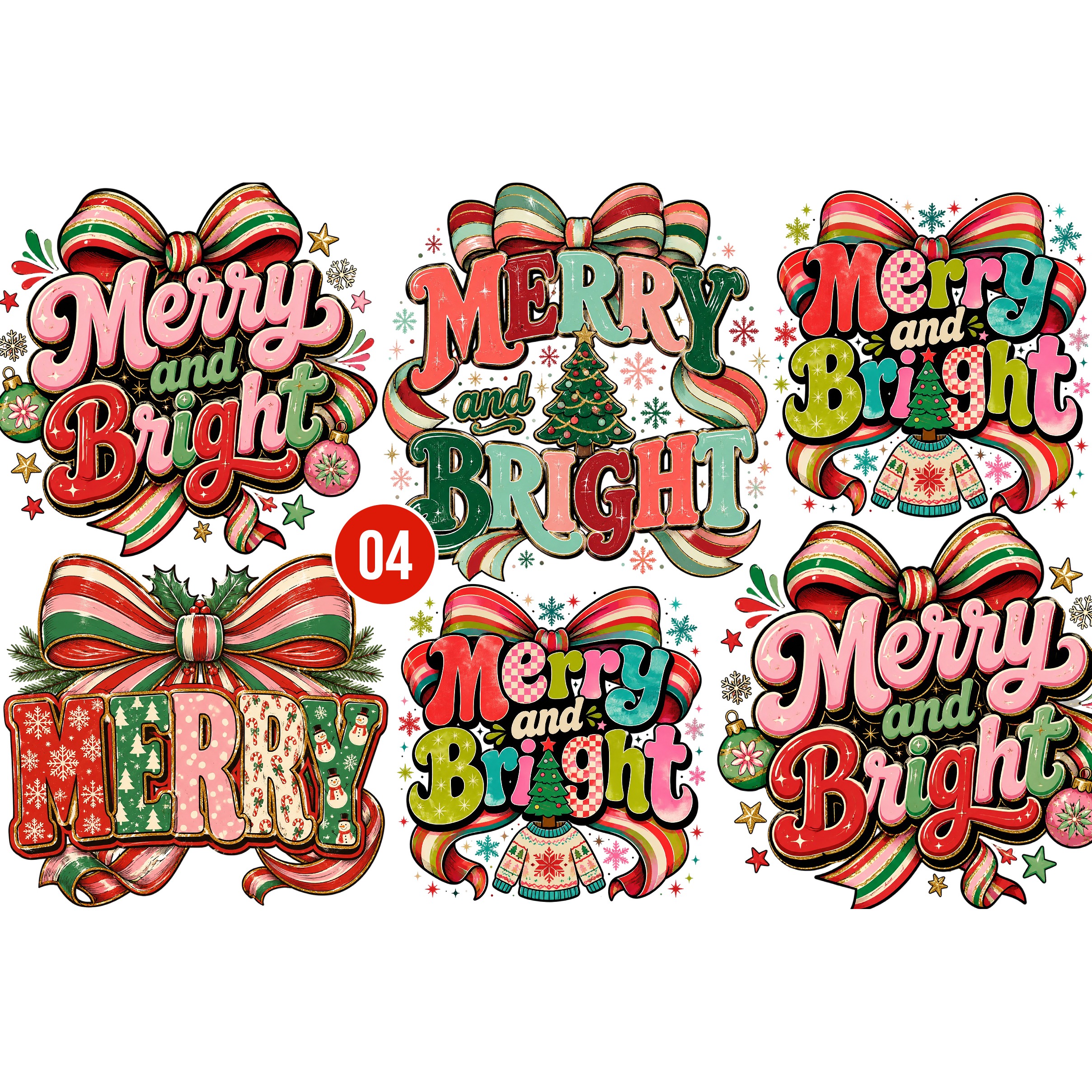Merry and bright PNG, Preppy Merry Christmas Png