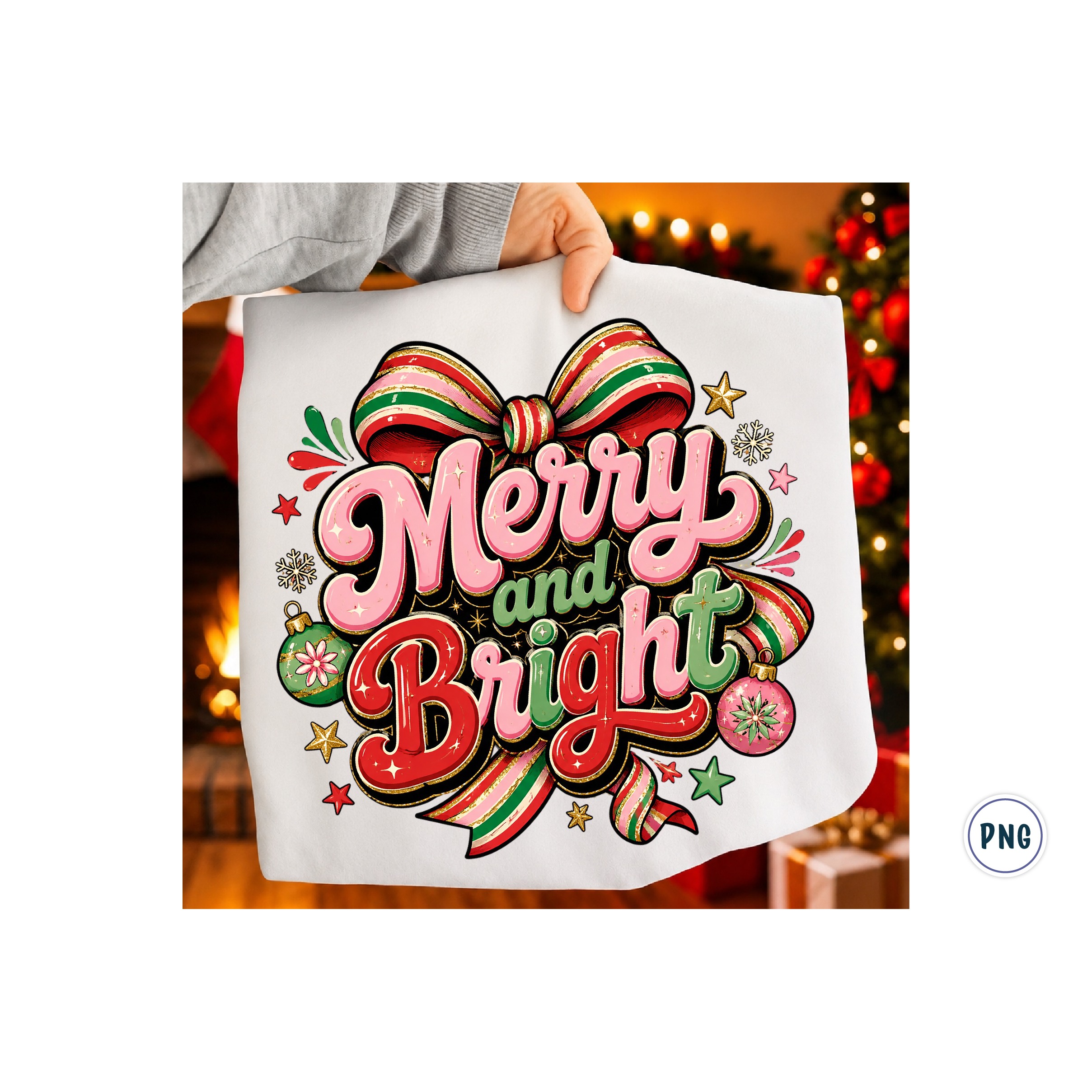 Merry and bright PNG, Preppy Merry Christmas Png (2) 2