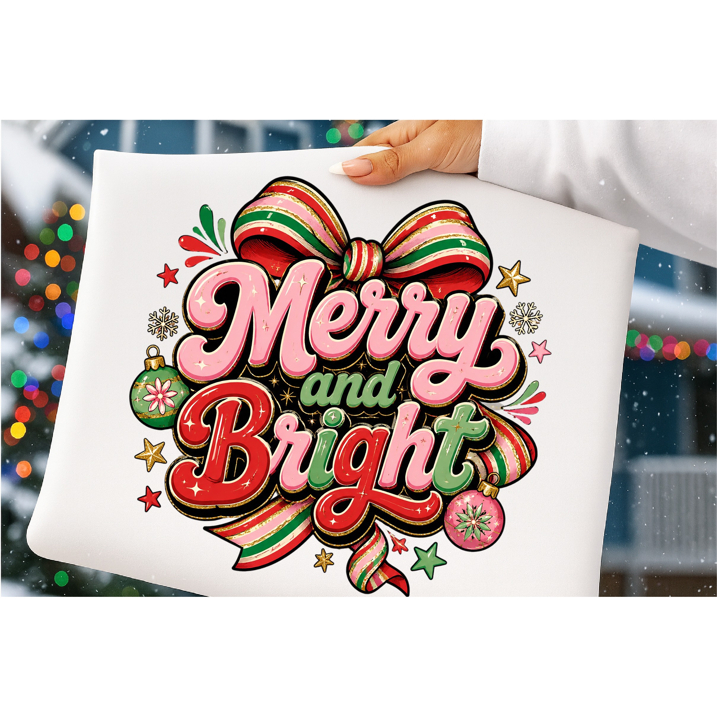 Merry and bright PNG, Preppy Merry Christmas Png 3