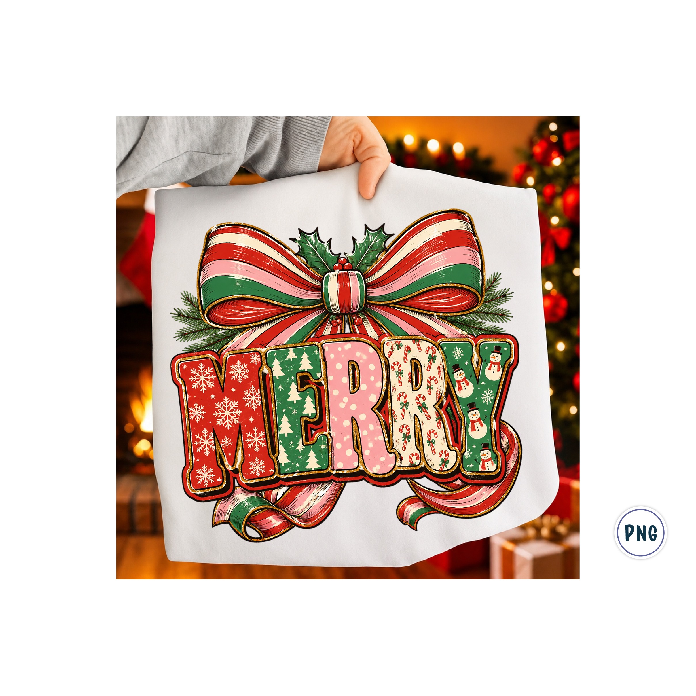 Merry and bright PNG, Preppy Merry Christmas Png (3) 2