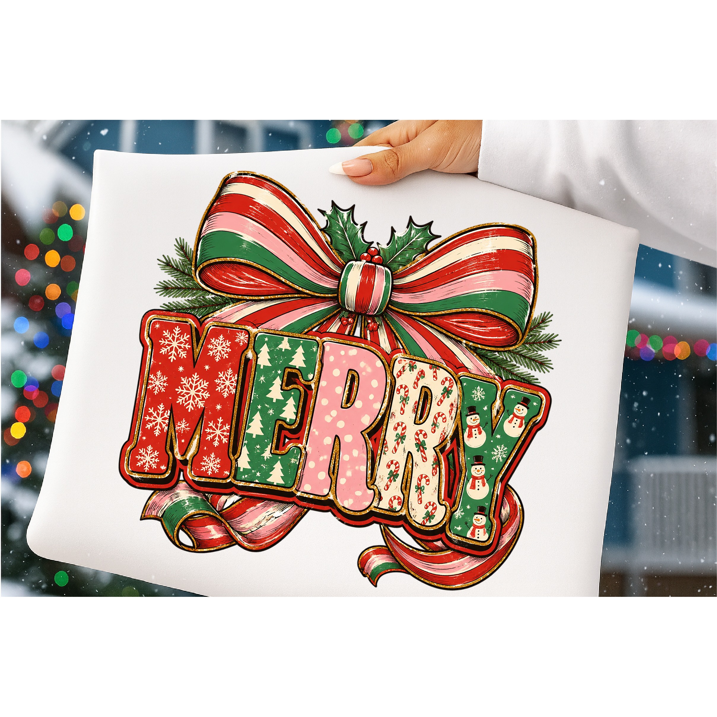 Merry and bright PNG, Preppy Merry Christmas Png 4