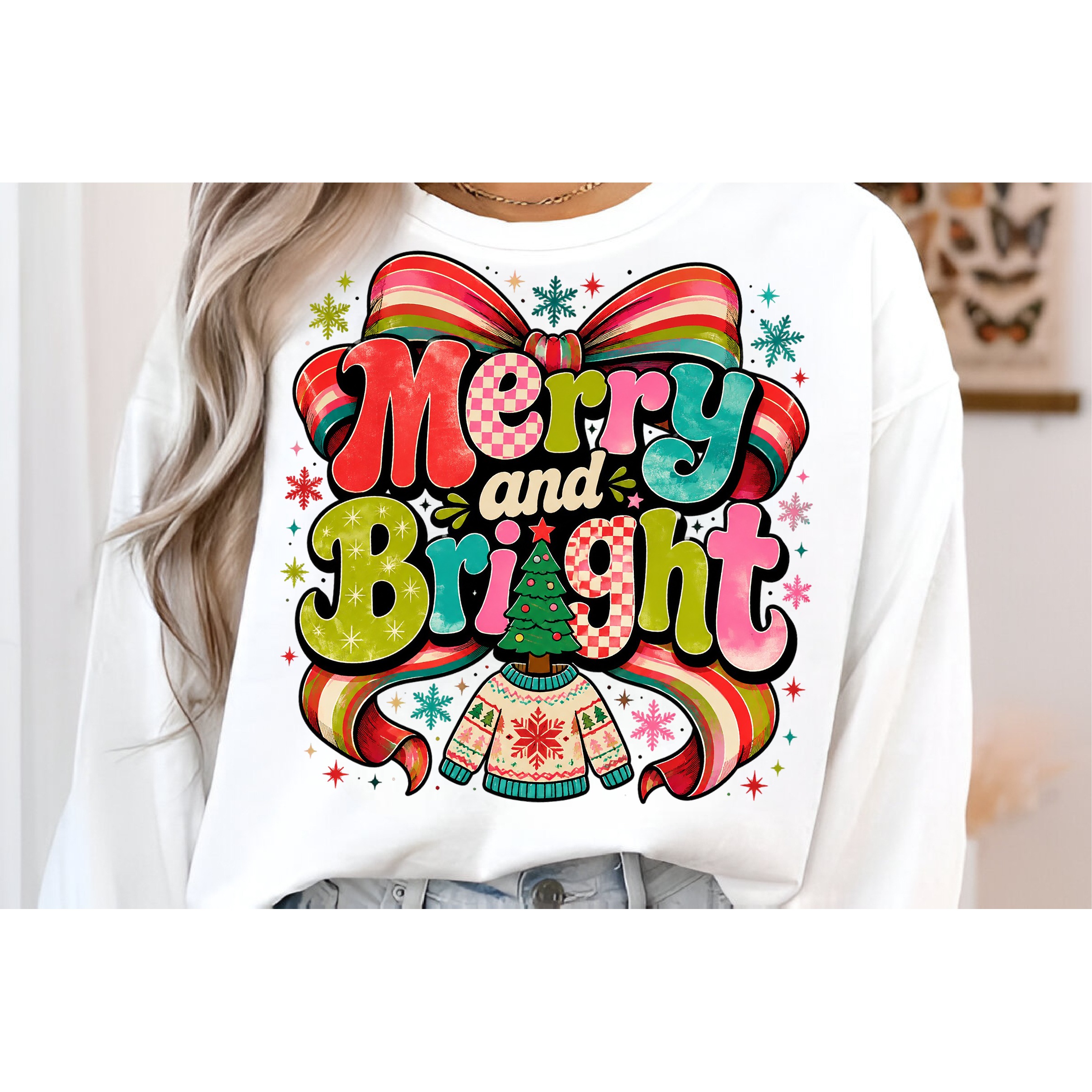 Merry and bright PNG, Preppy Merry Christmas Png (4) 3