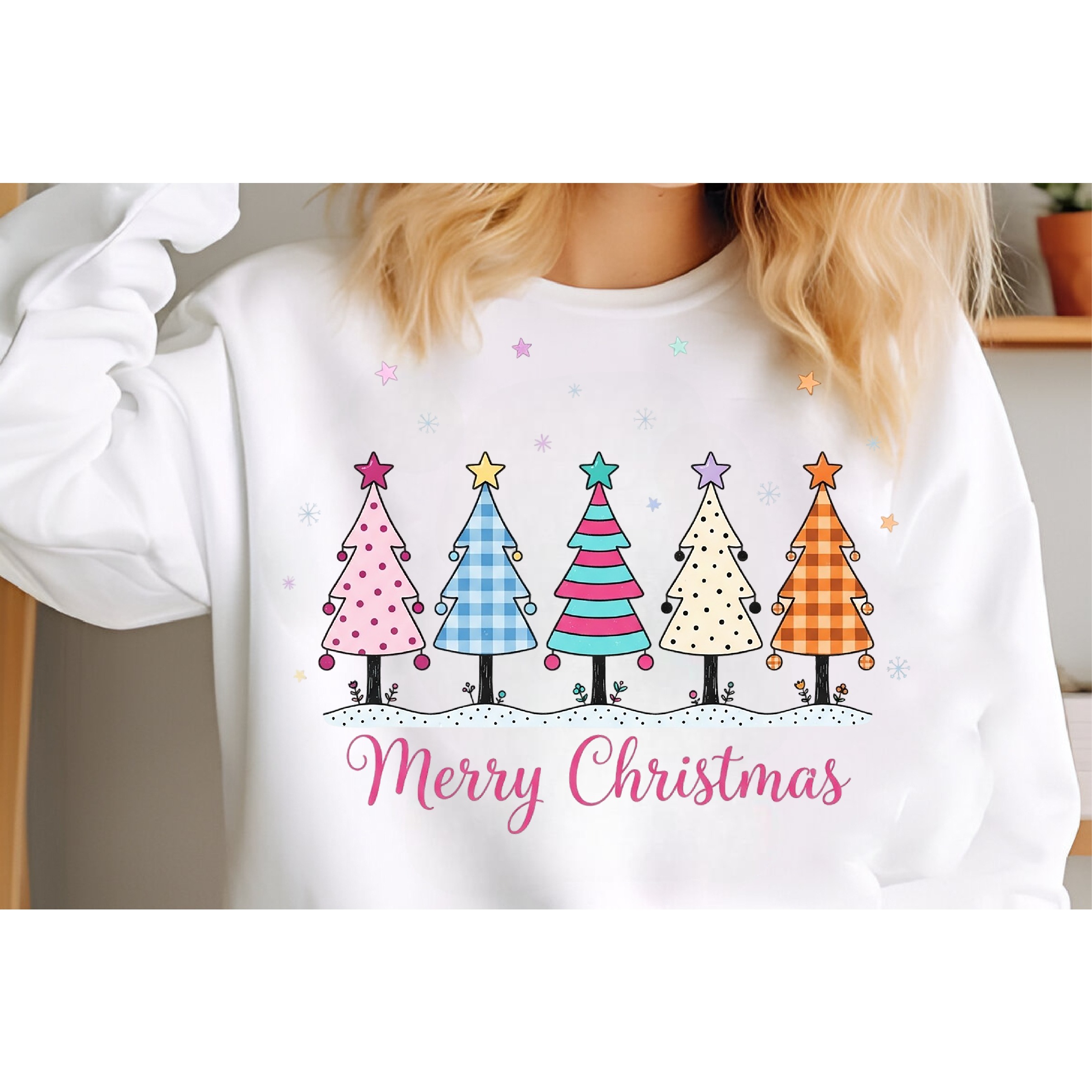 Merry Christmas Pink Trees PNG 3