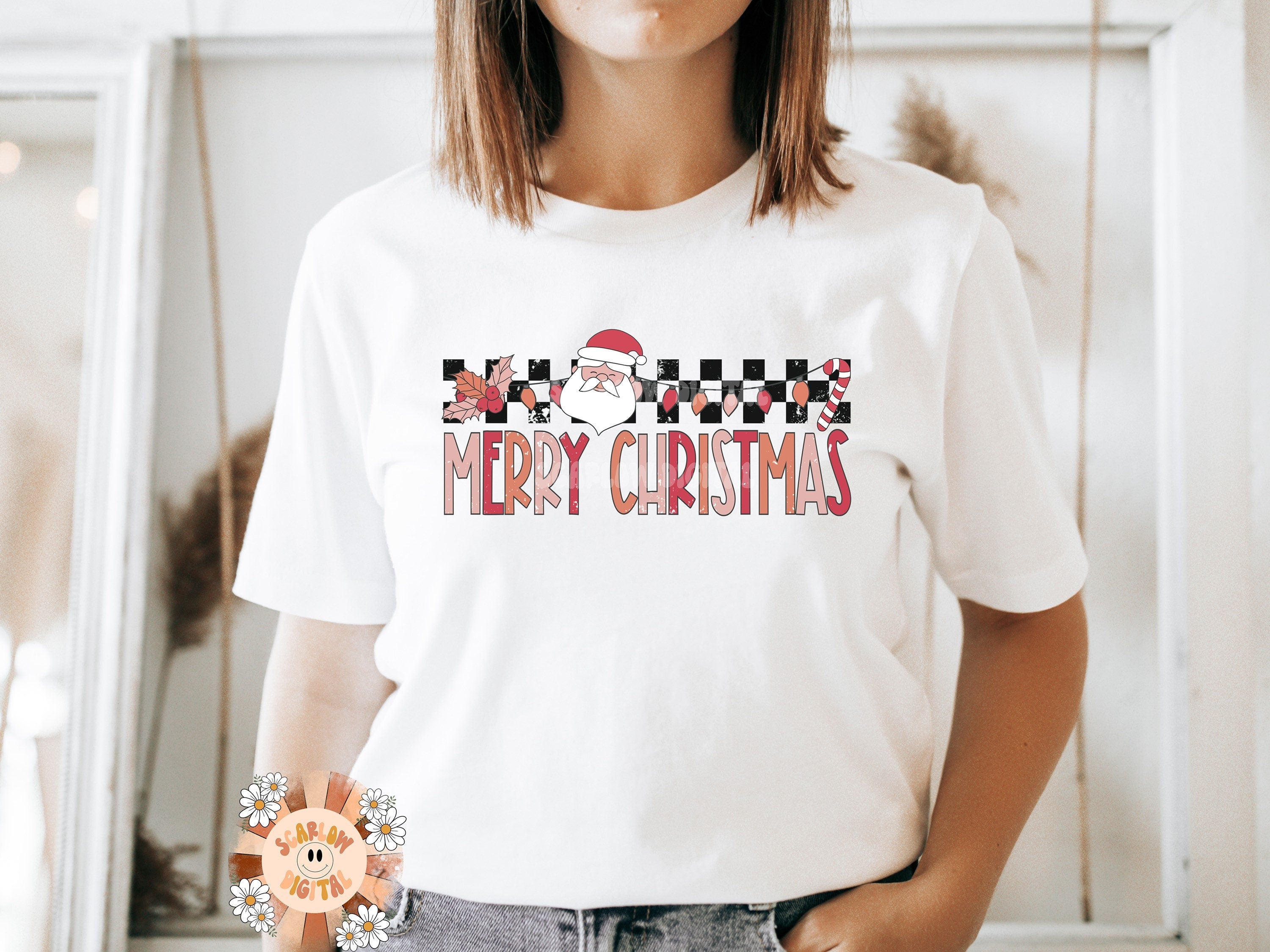 Merry Christmas PNG-Santa Sublimation Digital Design Download-Christmas lights png, Santa png, candy cane png, mistletoe png, rock xmas png 2