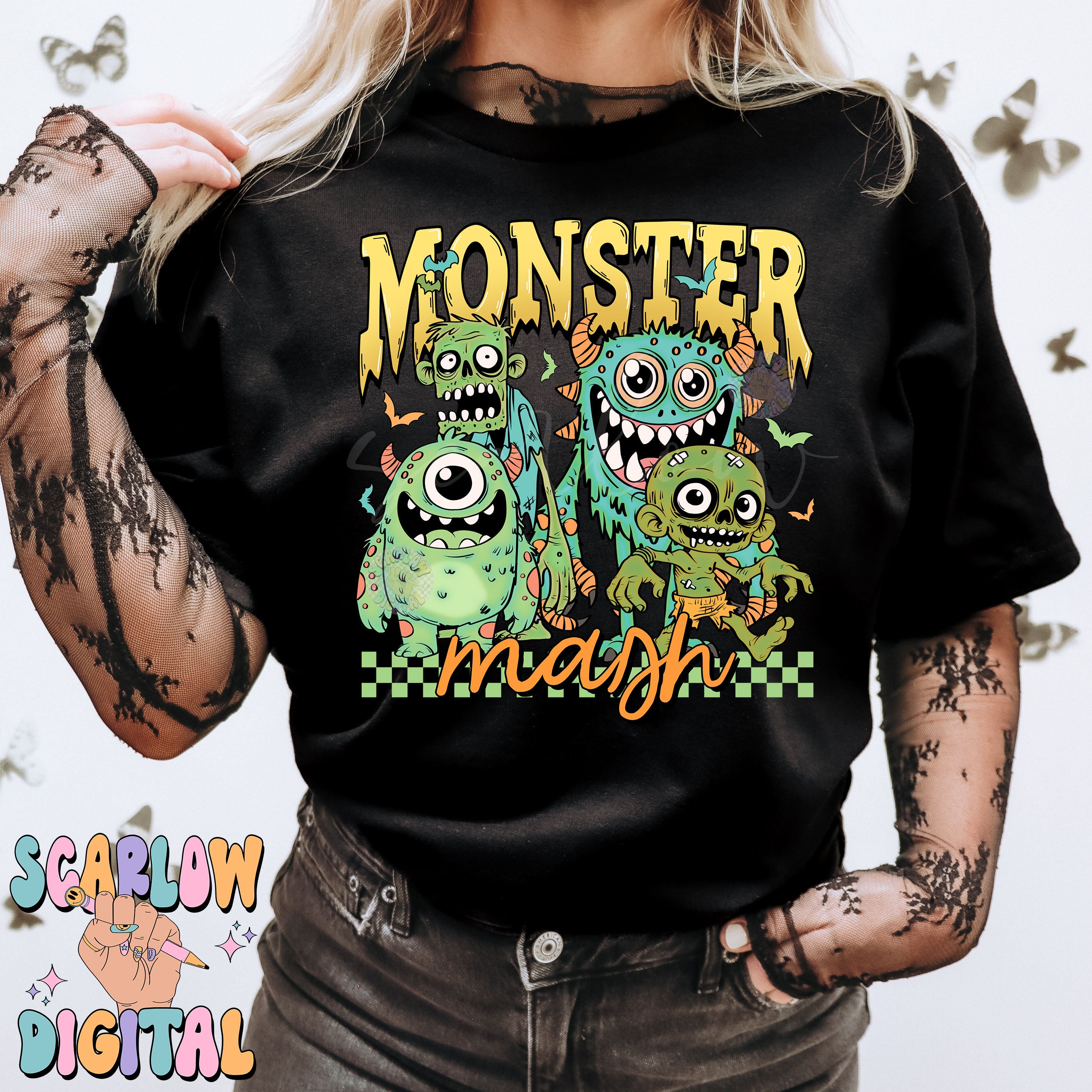 Monsters PNG Digital Design Download, Halloween png, boy png designs, spooky season png, retro halloween png, zombies png, scary png designs 5