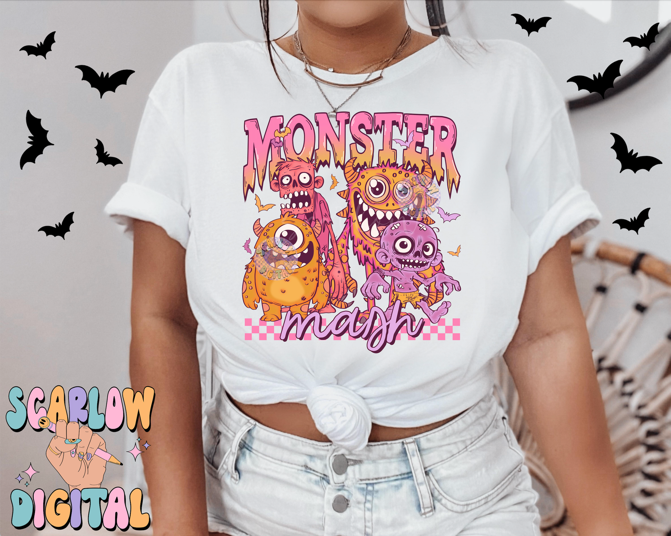 Monsters PNG Digital Design Download, Halloween png, girl png designs, spooky season png, retro halloween png, zombies png, scary png design 2
