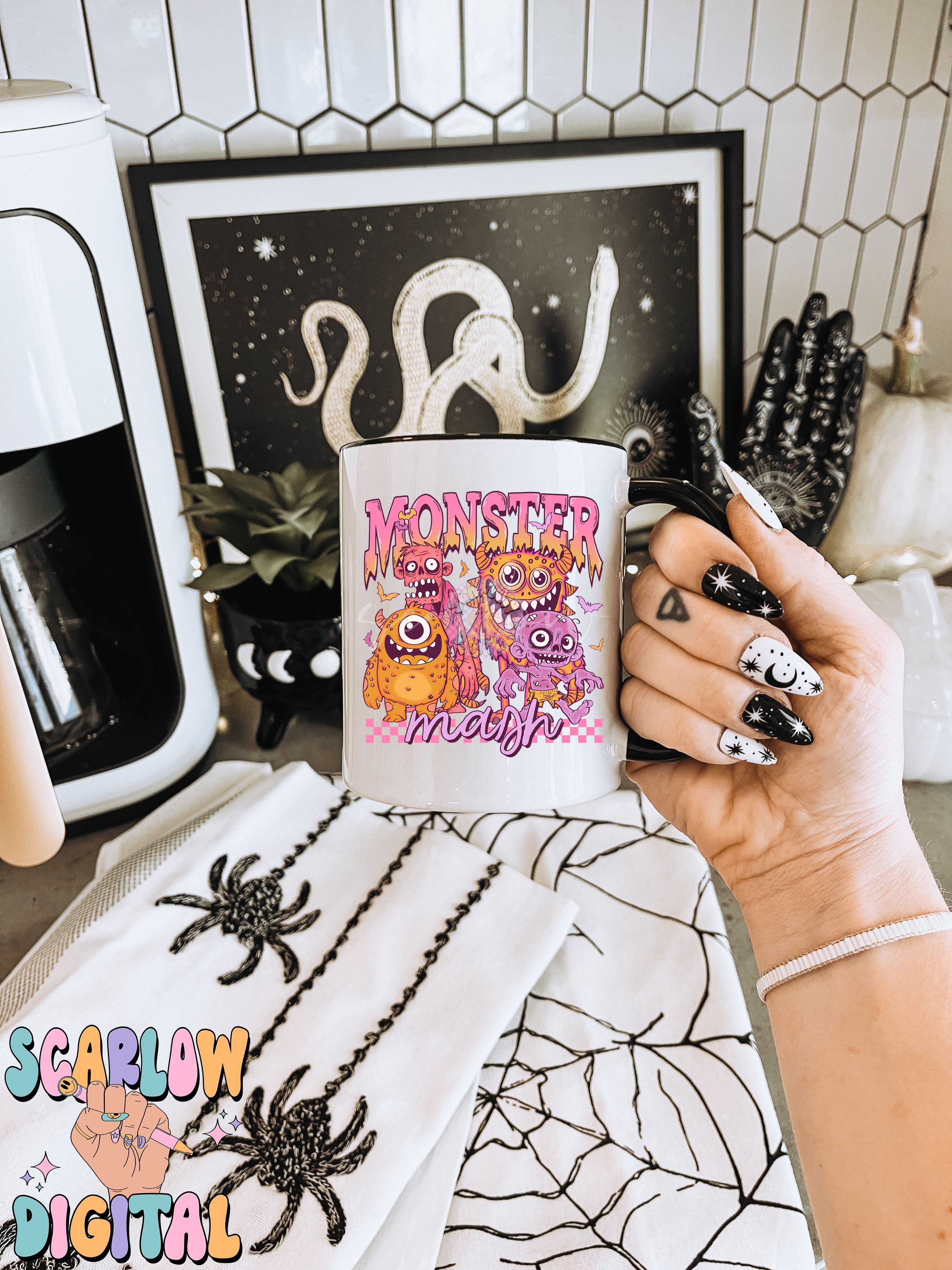 Monsters PNG Digital Design Download, Halloween png, girl png designs, spooky season png, retro halloween png, zombies png, scary png design 5