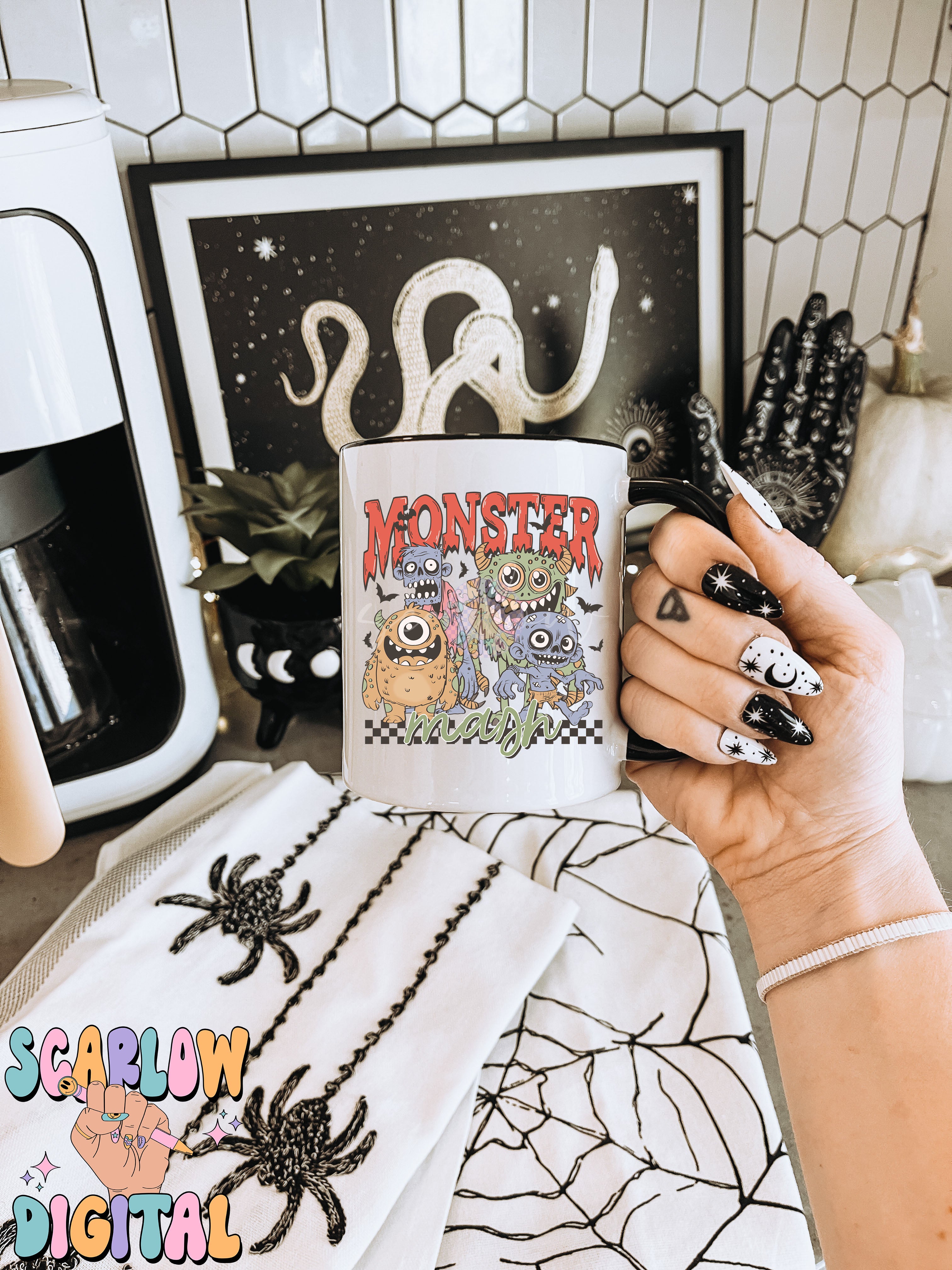 Monsters PNG Digital Design Download, Halloween png, vintage png designs, spooky season png, retro halloween png, zombies png, grunge png 3