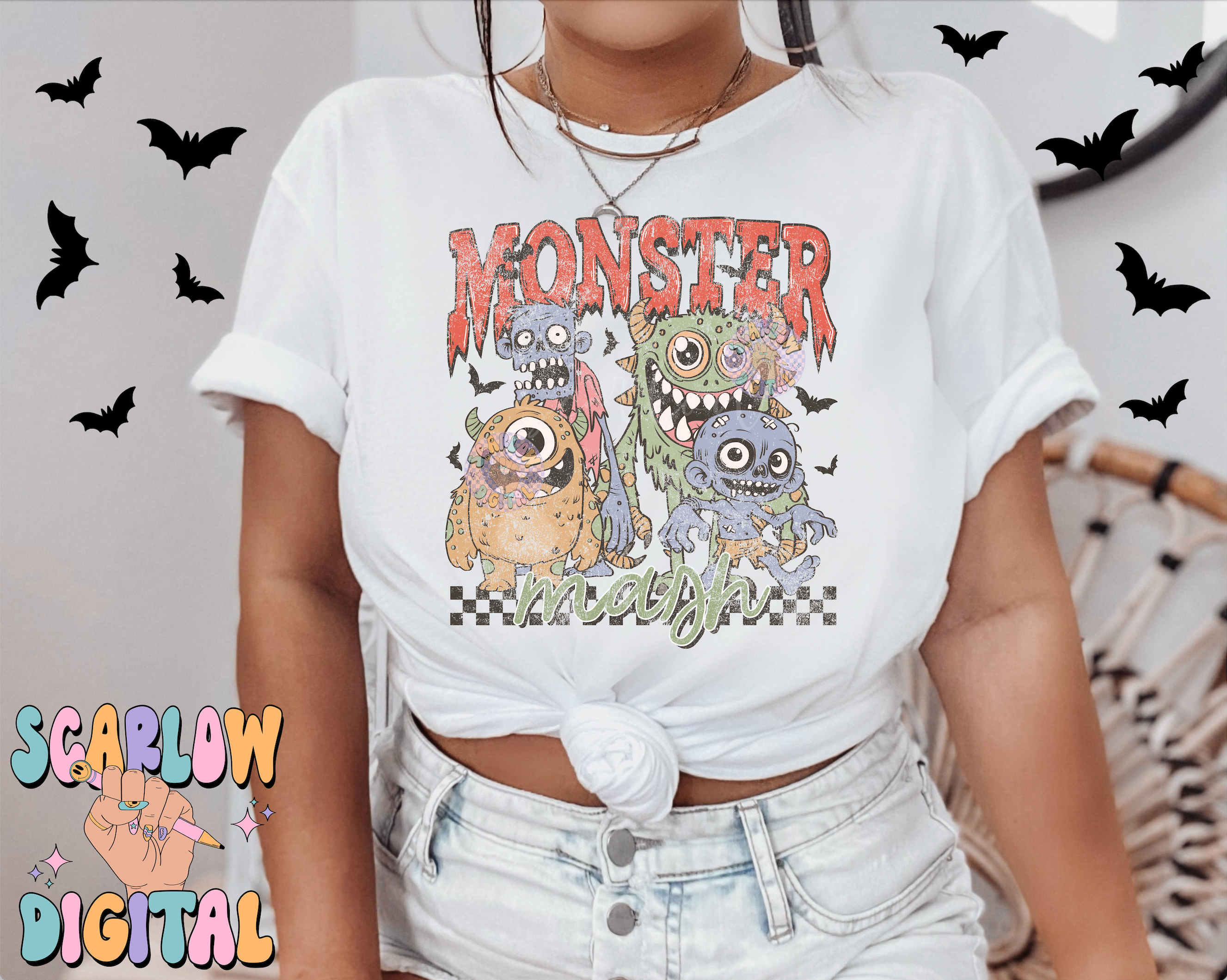 Monsters PNG Digital Design Download, Halloween png, vintage png designs, spooky season png, retro halloween png, zombies png, grunge png 4