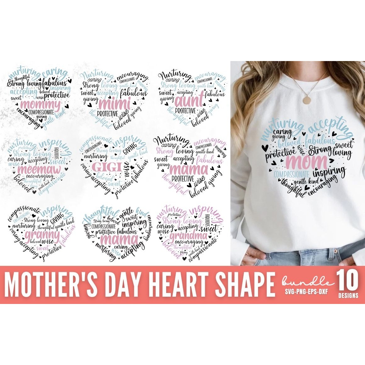 Mother's Day Heart SVG Bundle