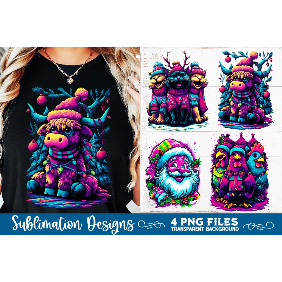 Neon Glow Christmas Sublimation Designs