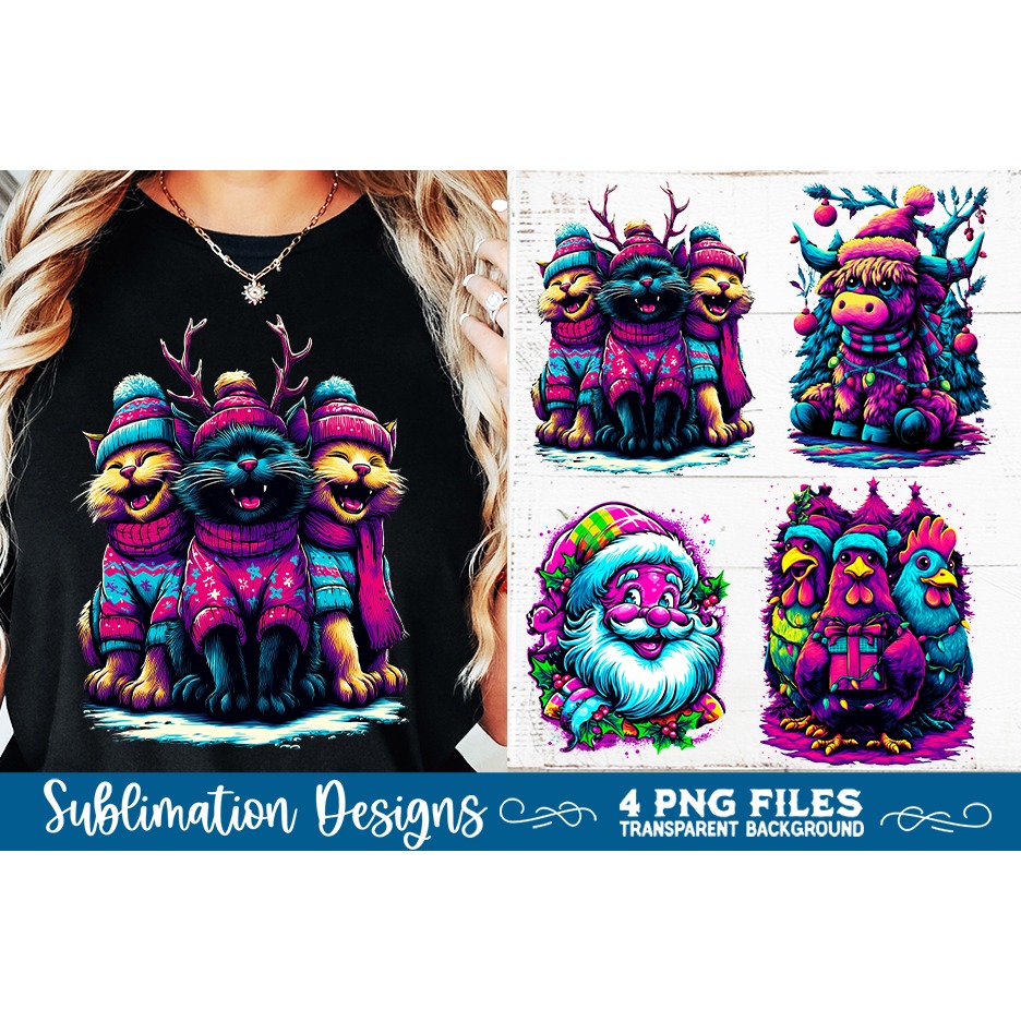 Neon Glow Christmas Sublimation Designs 2
