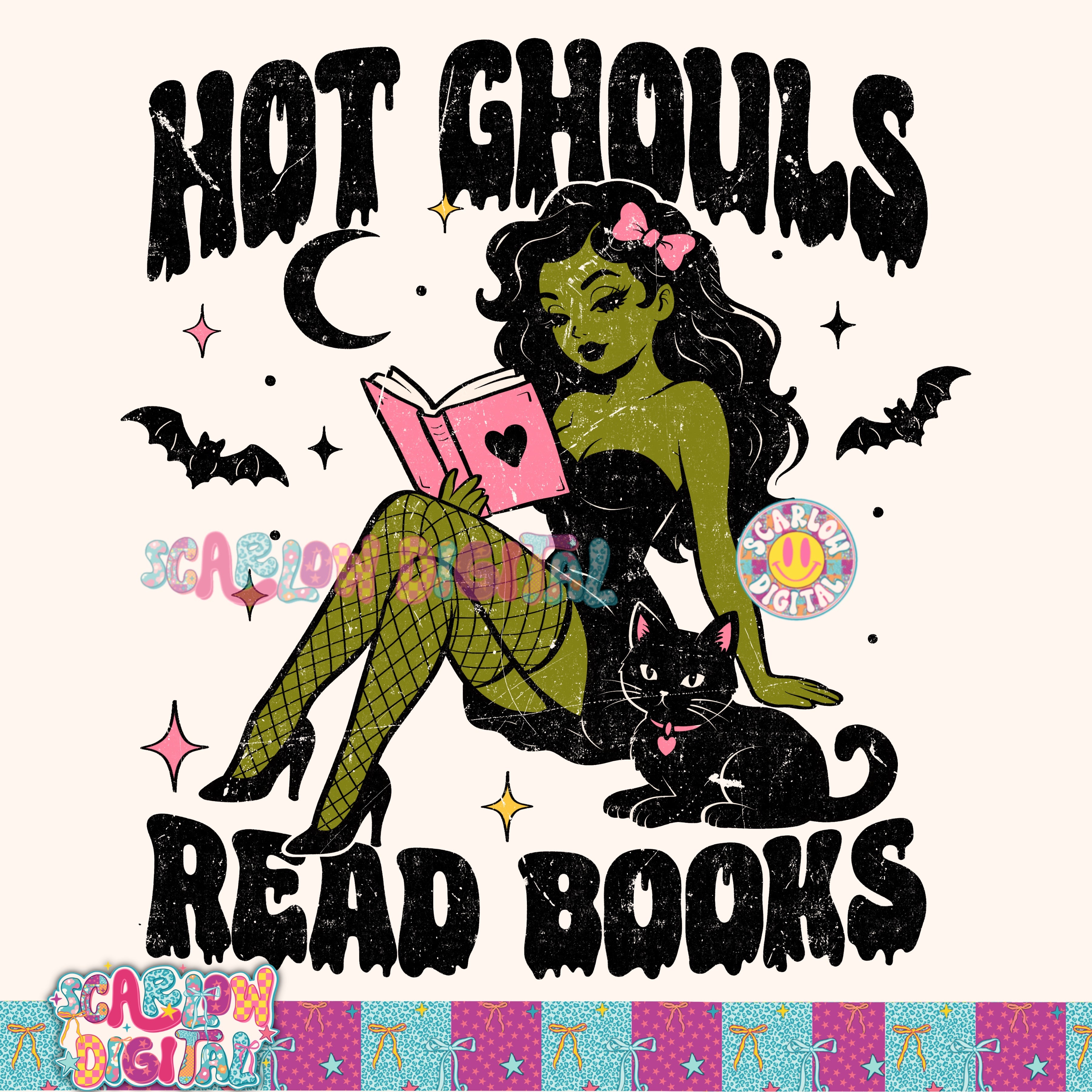Hot Ghouls Read Books PNG Digital Design