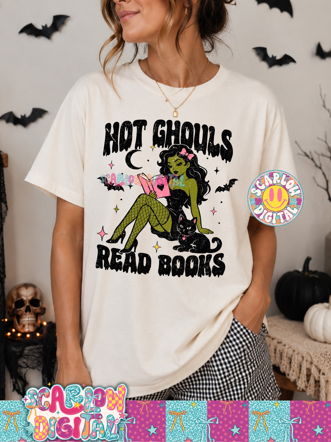 Hot Ghouls Read Books PNG Digital Design 3