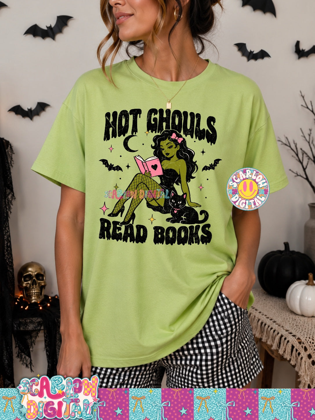 Hot Ghouls Read Books PNG Digital Design 4