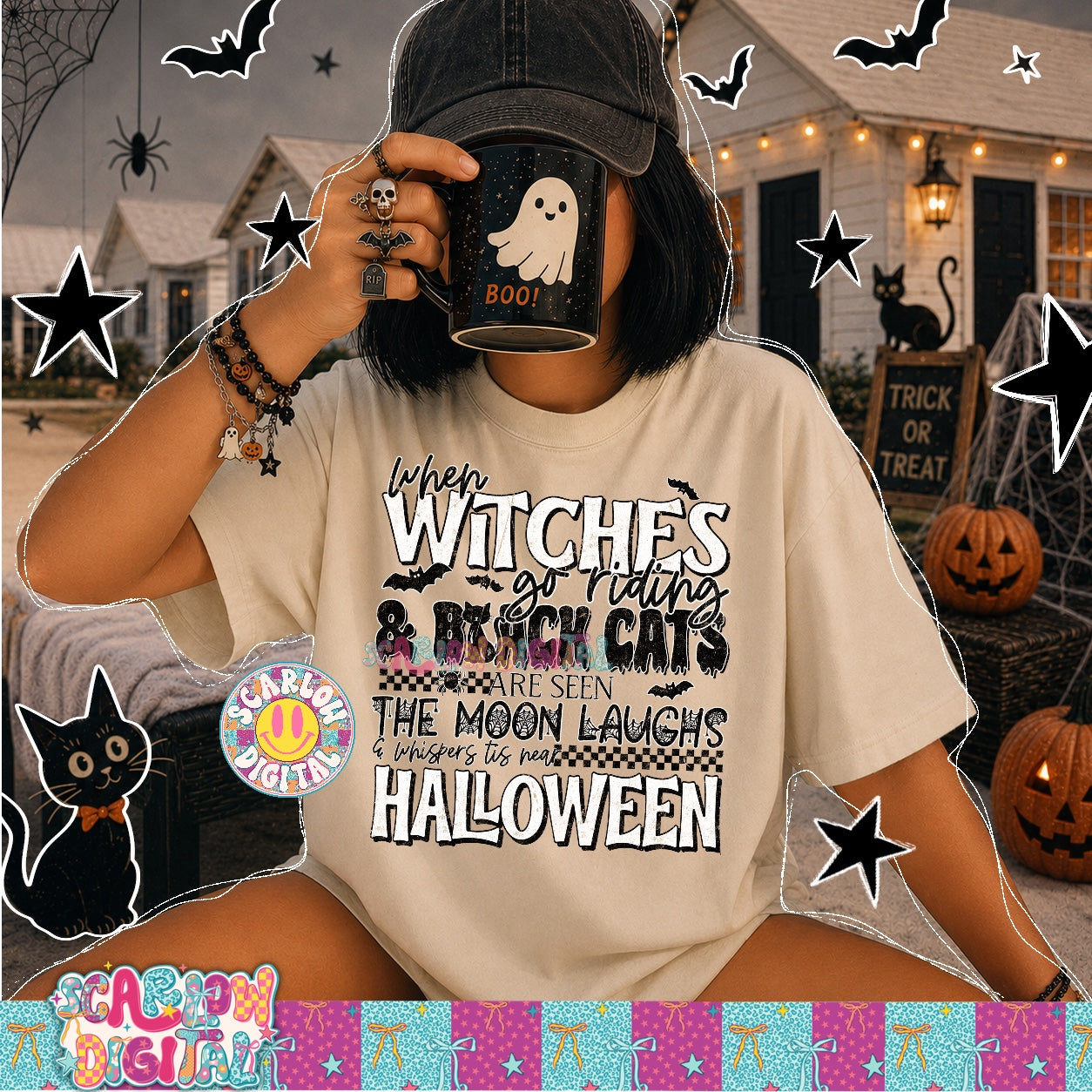 When Witches Go Riding PNG Digital Design