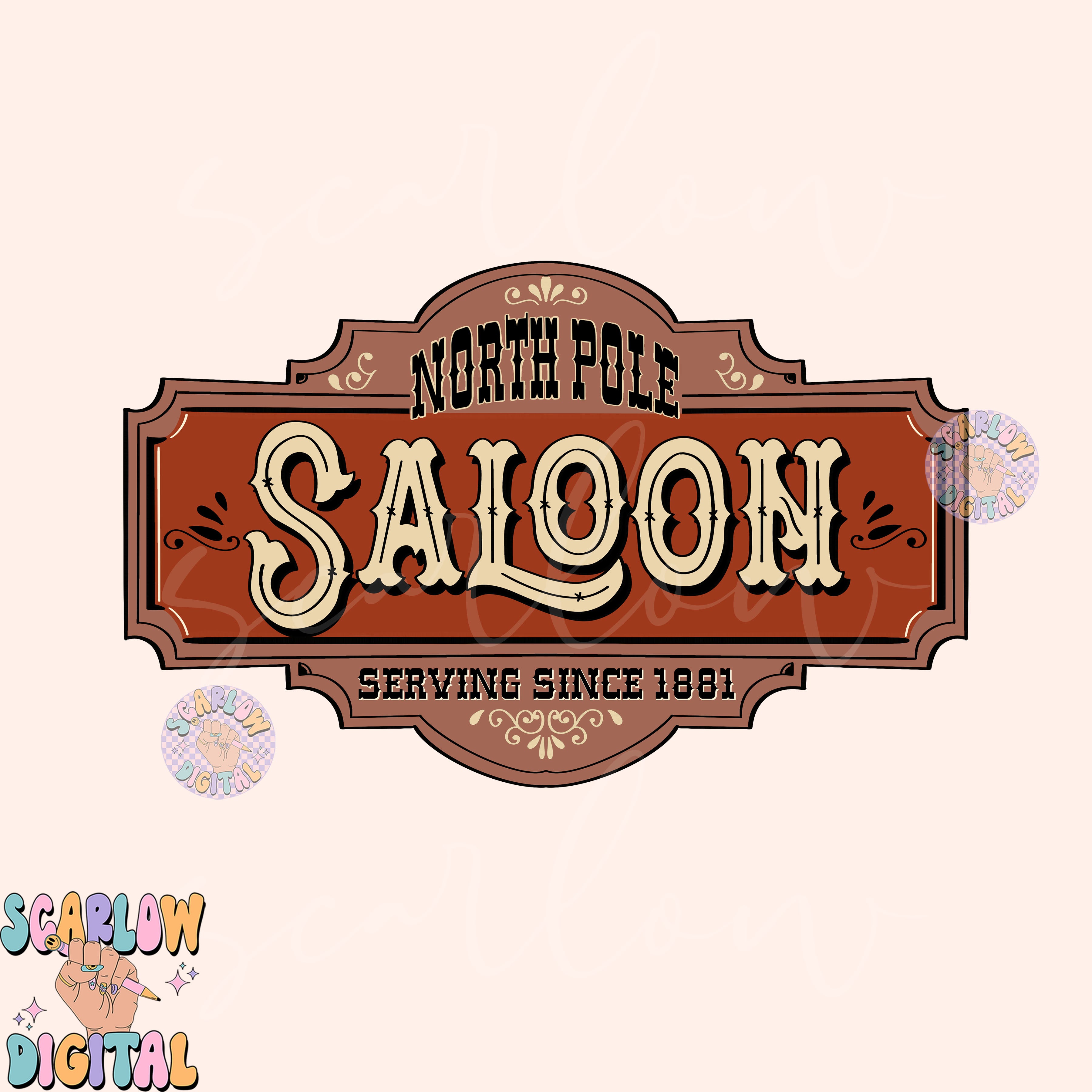 North Pole Saloon PNG Front and Back Bundle-Christmas Sublimation Digital Design Download-western christmas png, country santa claus png 3