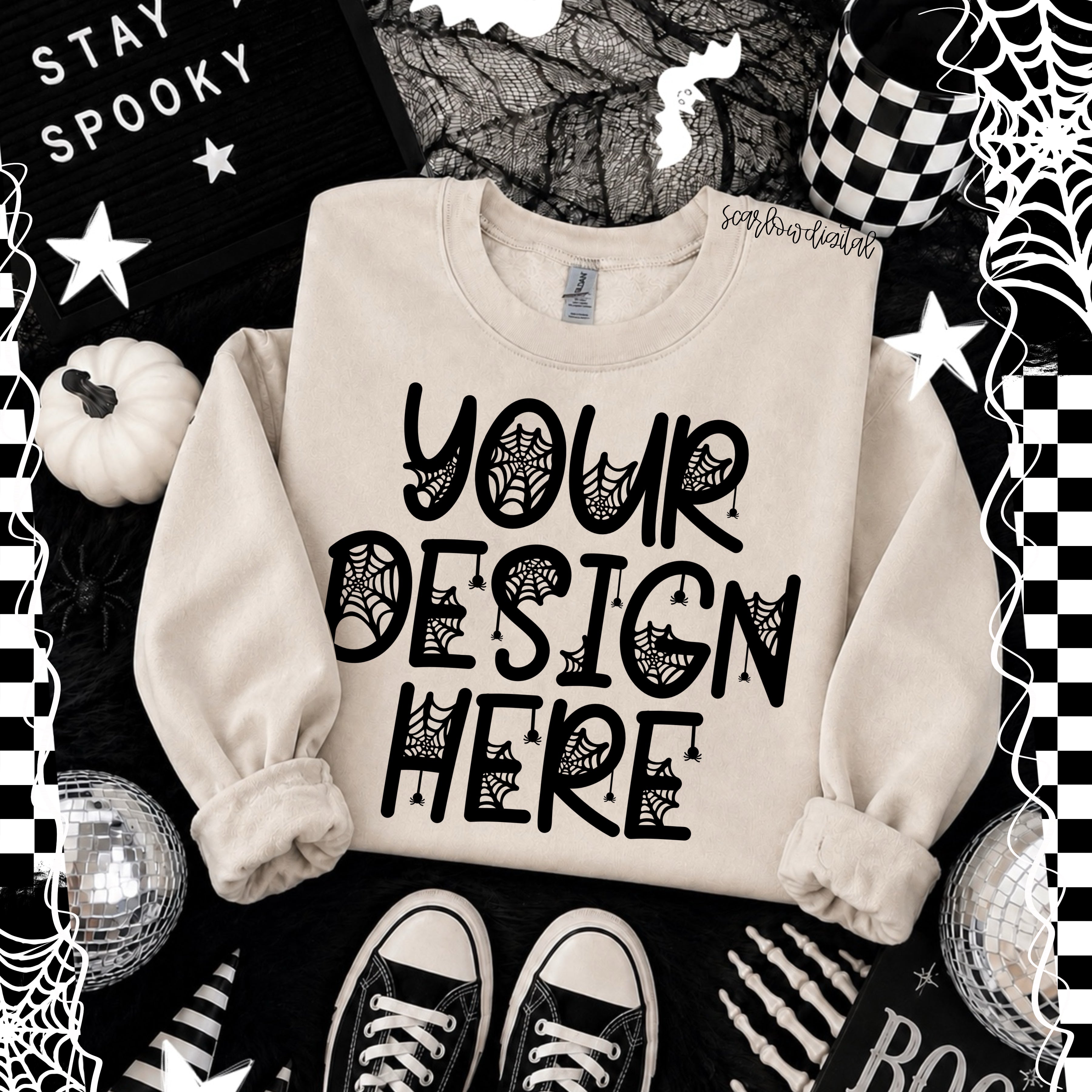 Off White Gildan - Unisex Heavy Blend Crewneck Sweatshirt 18000 Mockup