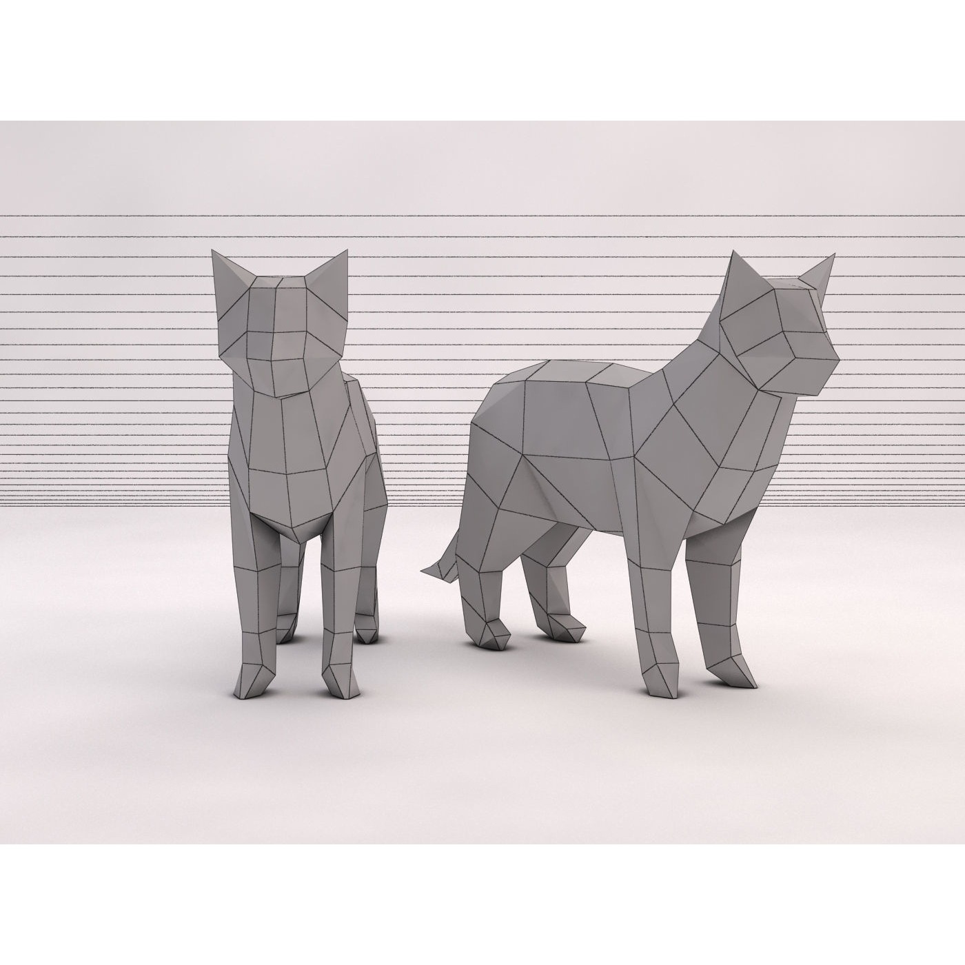 ORIGAMI---Cat polygonal dog Free low-poly 3D model 2