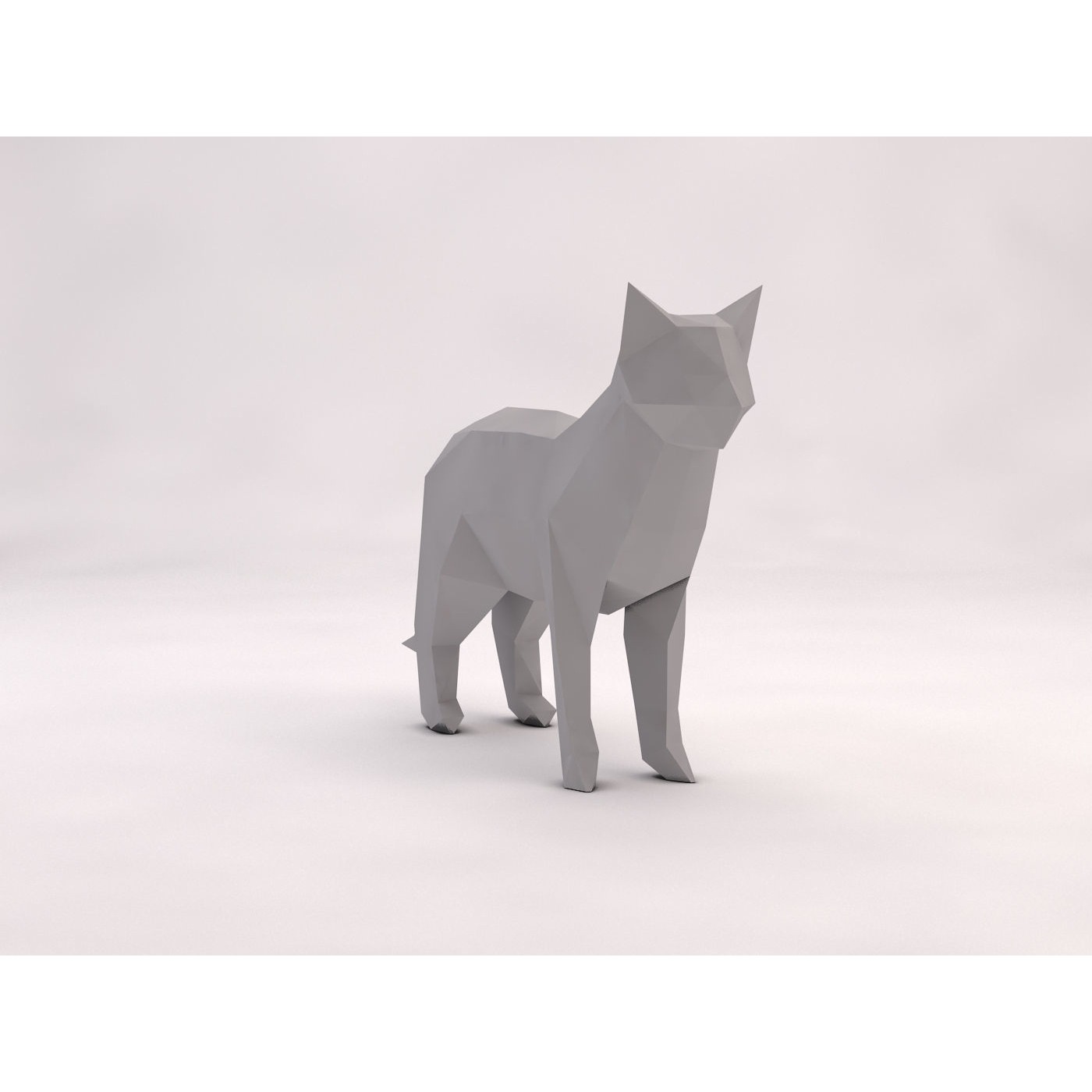 ORIGAMI---Cat polygonal dog Free low-poly 3D model 7