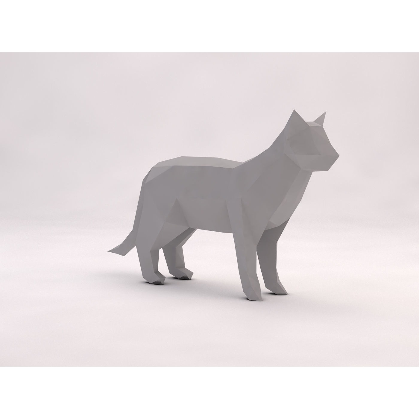 ORIGAMI---Cat polygonal dog Free low-poly 3D model 8