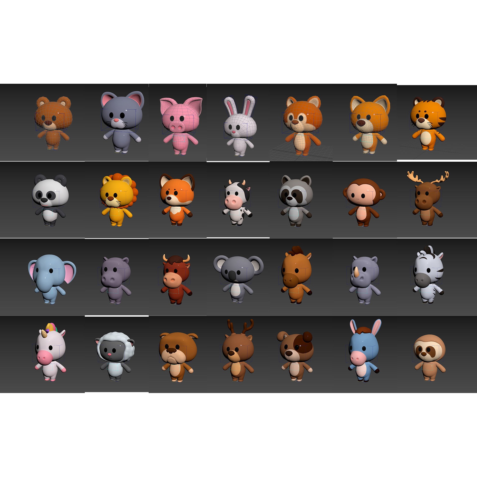 Pack007 Rigged Cartoon Animal Pack 1 3D model 2