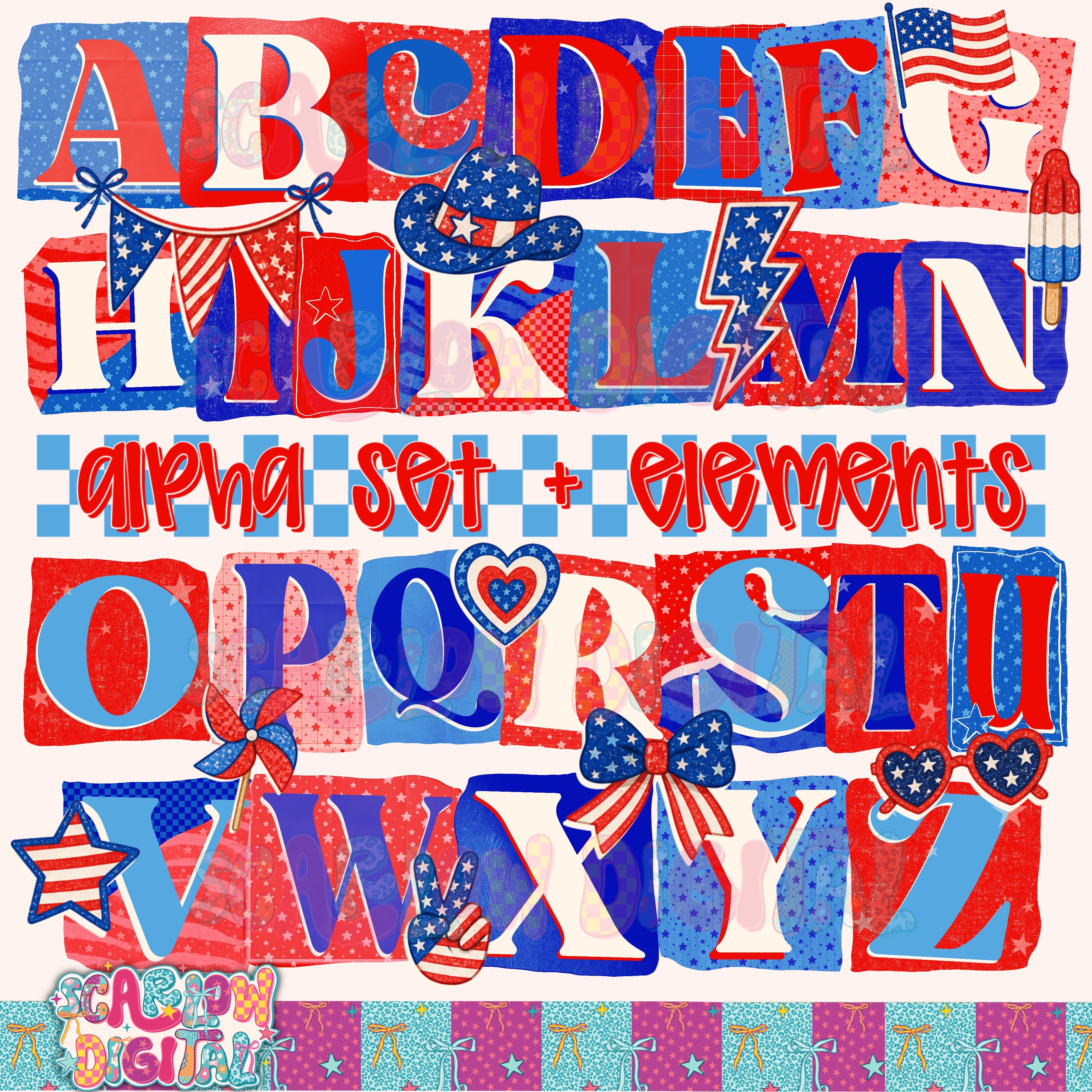 Patriotic Alpha Set Digital Design