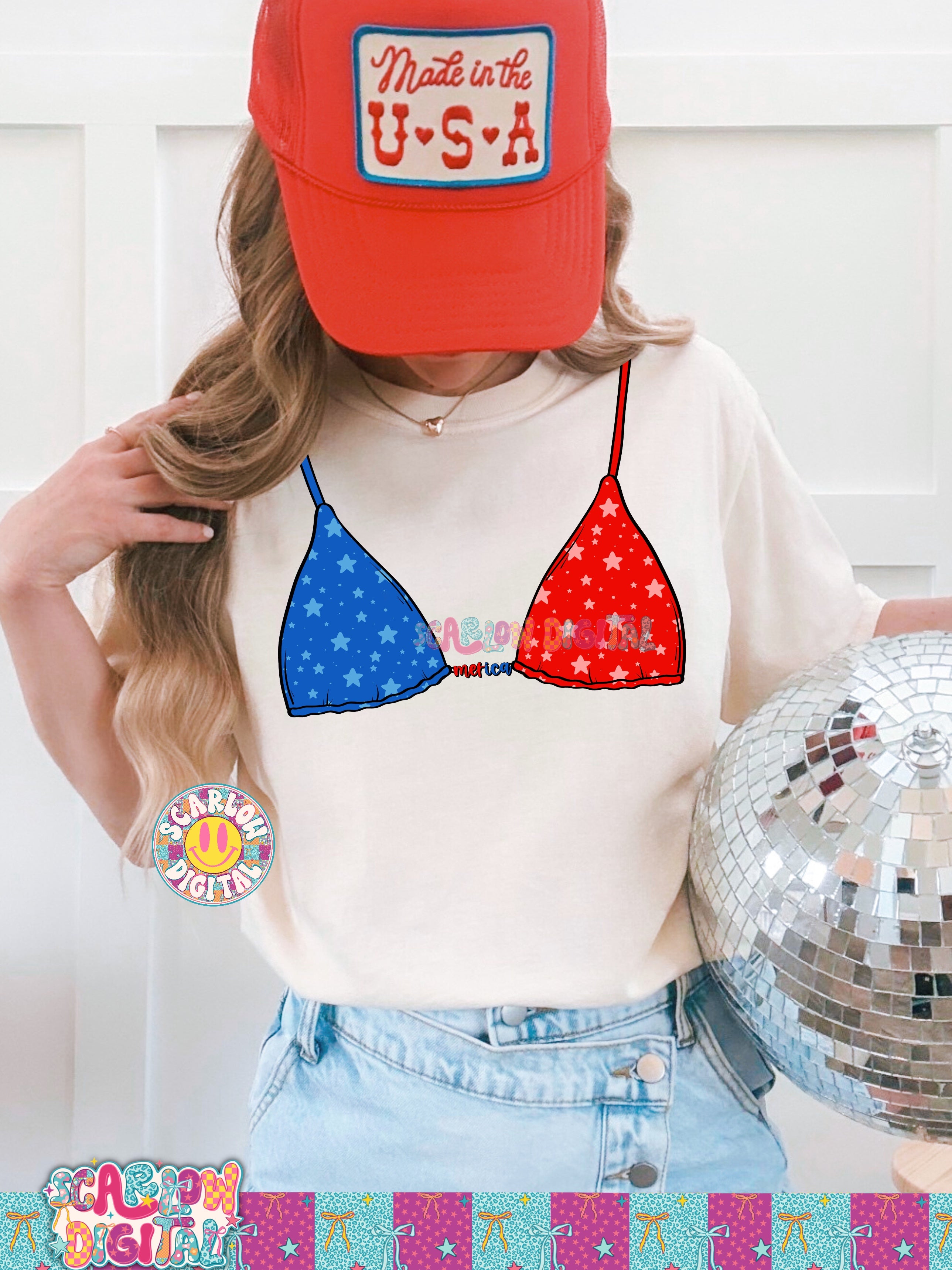 Patriotic Bikini PNG Digital Design July 4th