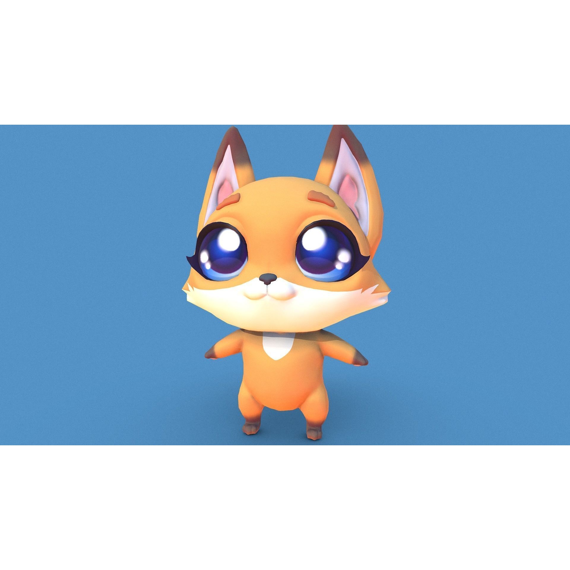 PBR Fox Character Free low-poly 3D model 2