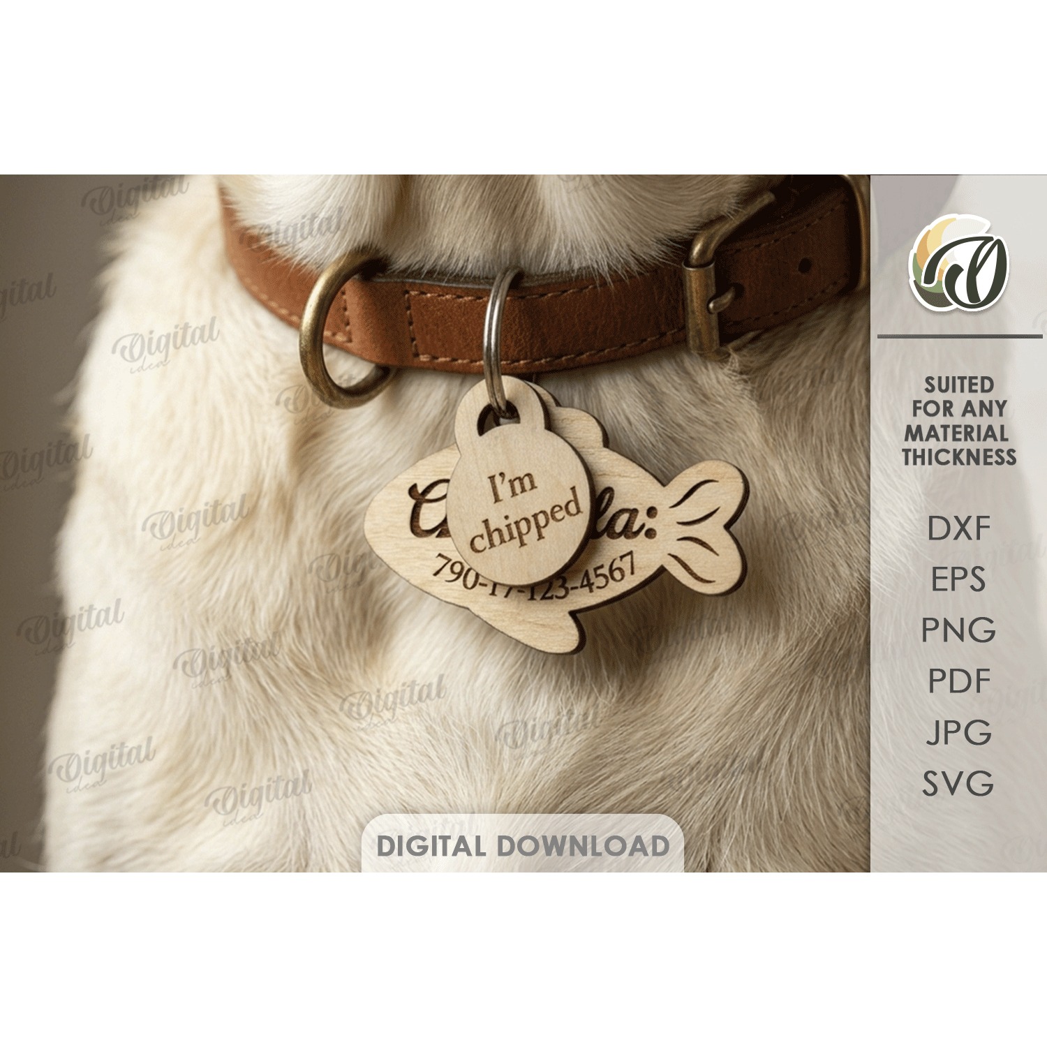 Personalized Cat Tag Laser Cut. Collar Tag. Pet Lover SVG