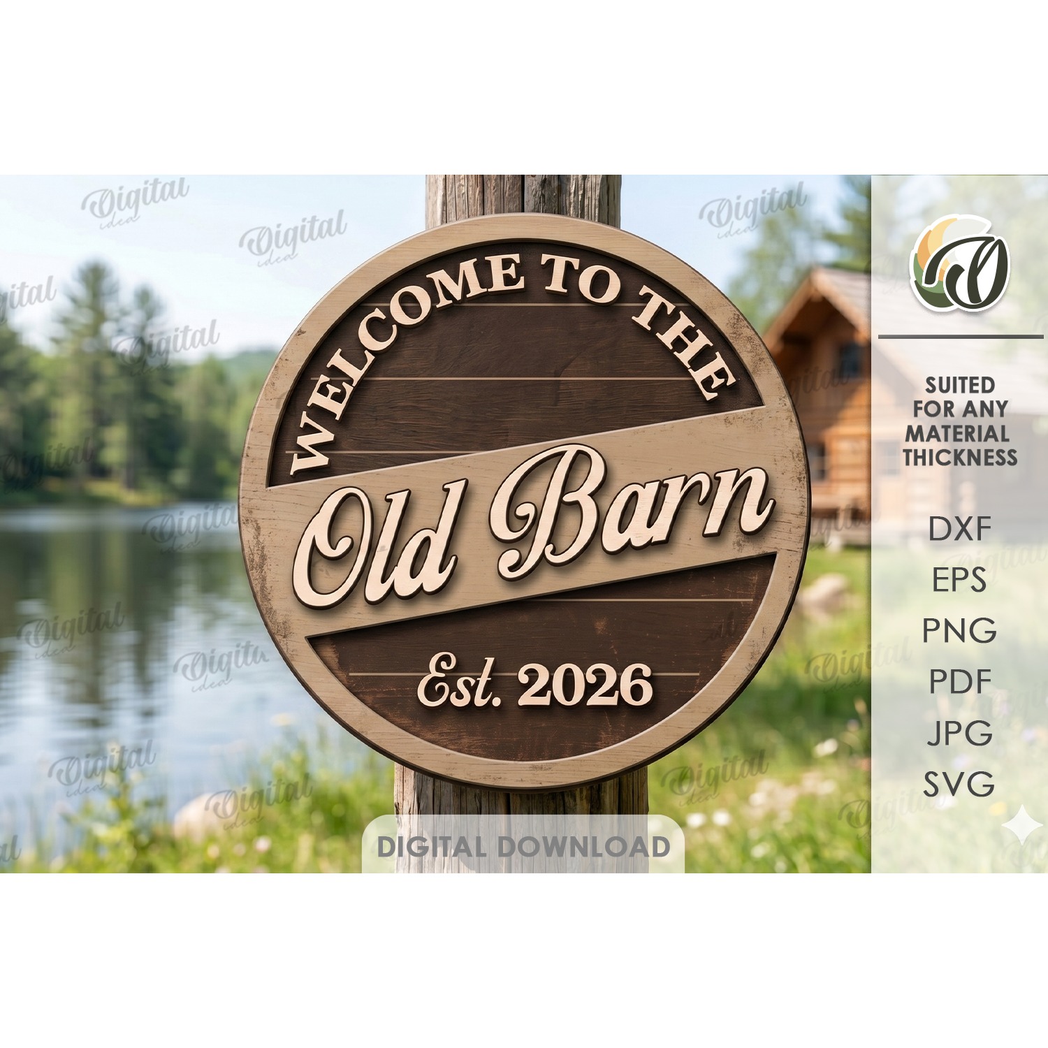 Personalized Country Round Sign Laser Cut. Welcome SIgn SVG (2)