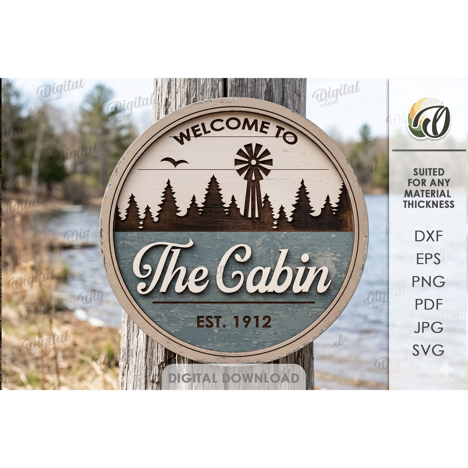 Personalized Country Round Sign Laser Cut. Welcome SIgn SVG (3)