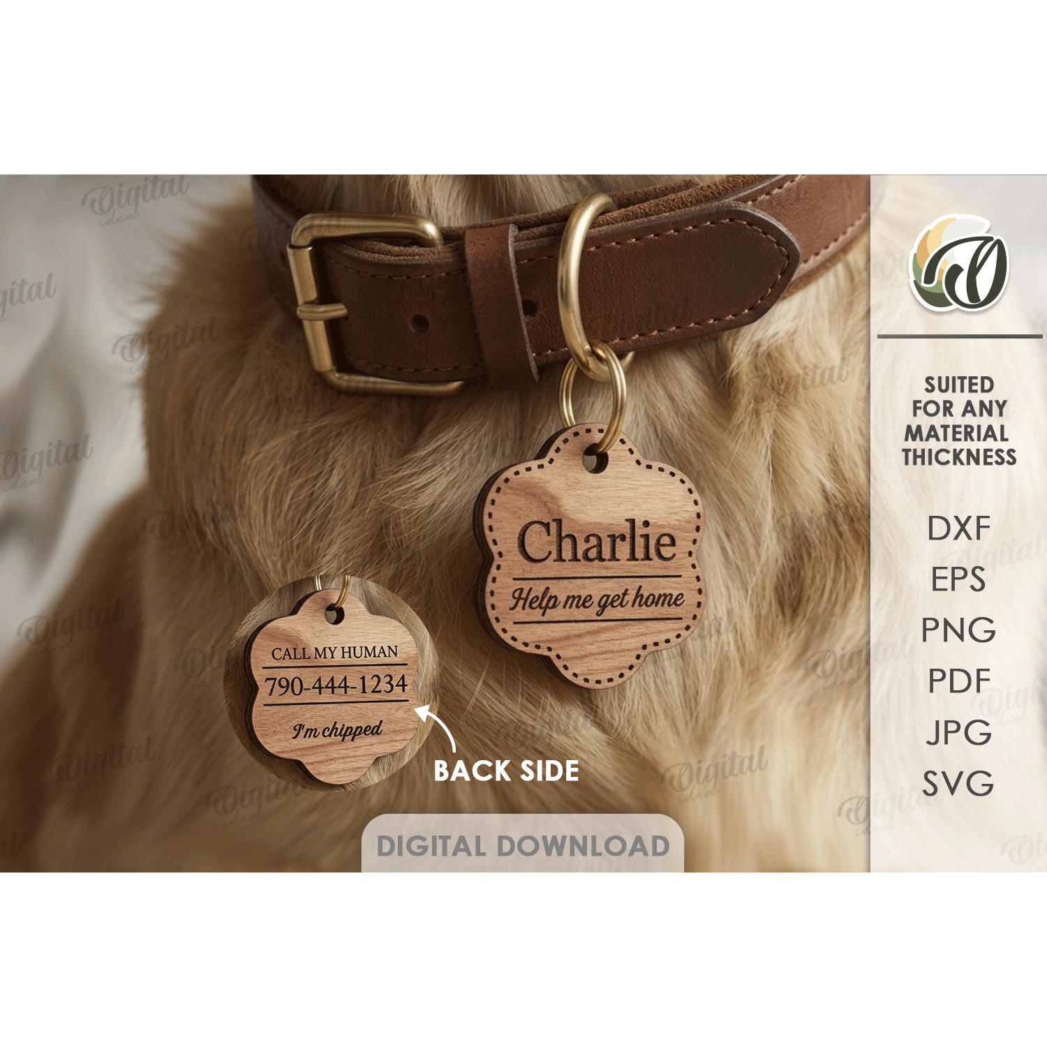 Personalized Pet Tag Laser Cut. Collar Tag. Pet Lover SVG (3)