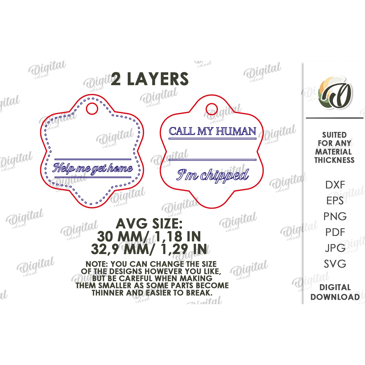 Personalized Pet Tag Laser Cut. Collar Tag. Pet Lover SVG (3) 2