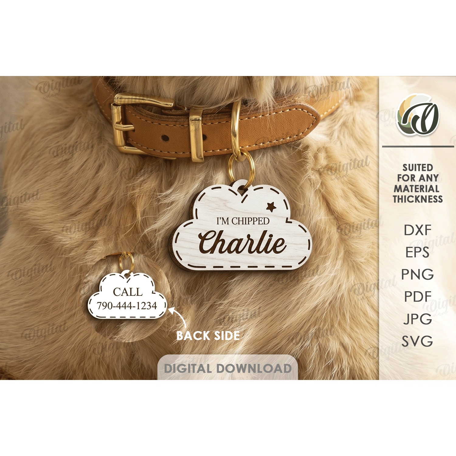 Personalized Pet Tag Laser Cut. Collar Tag. Pet Lover SVG (4)