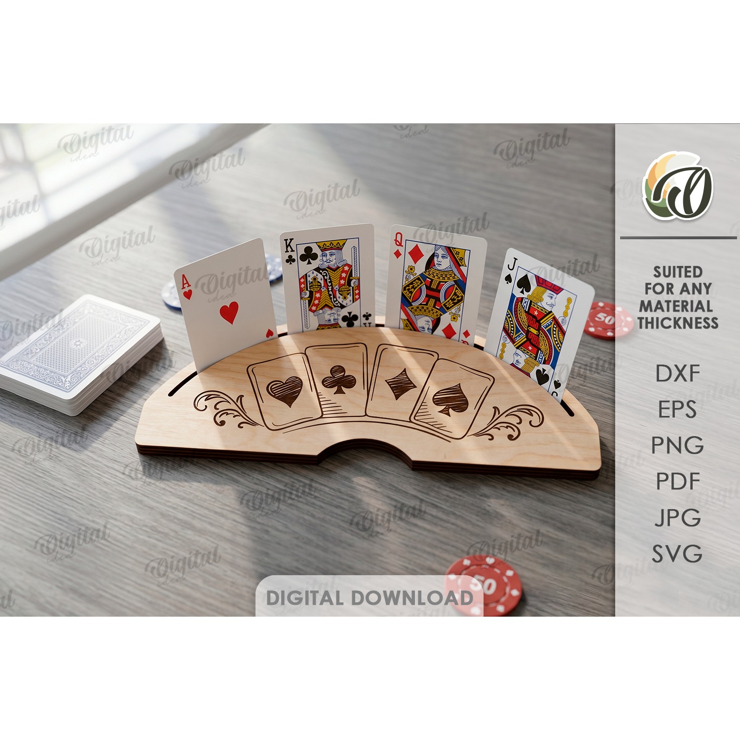Playing Card Holders Bundle Laser Cut. Card Stand SVG 10