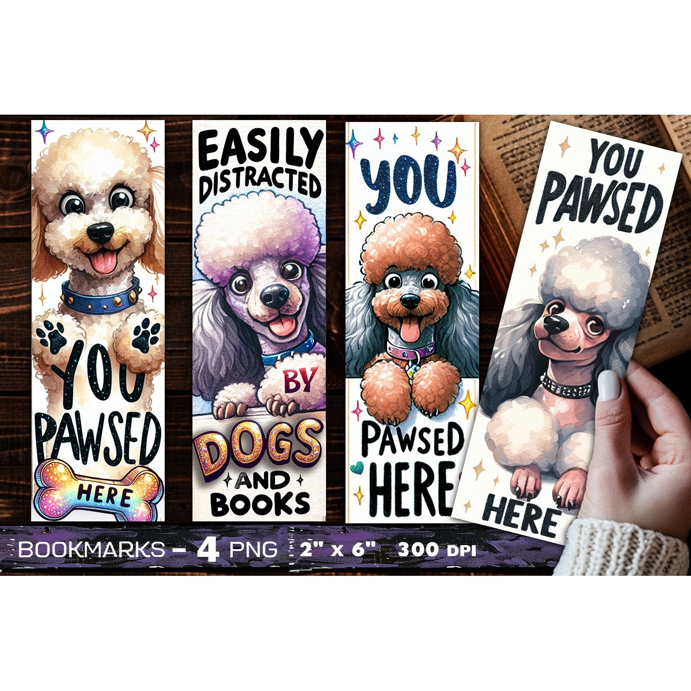 Poodle bookmark, dog bookmark, you pawsed here