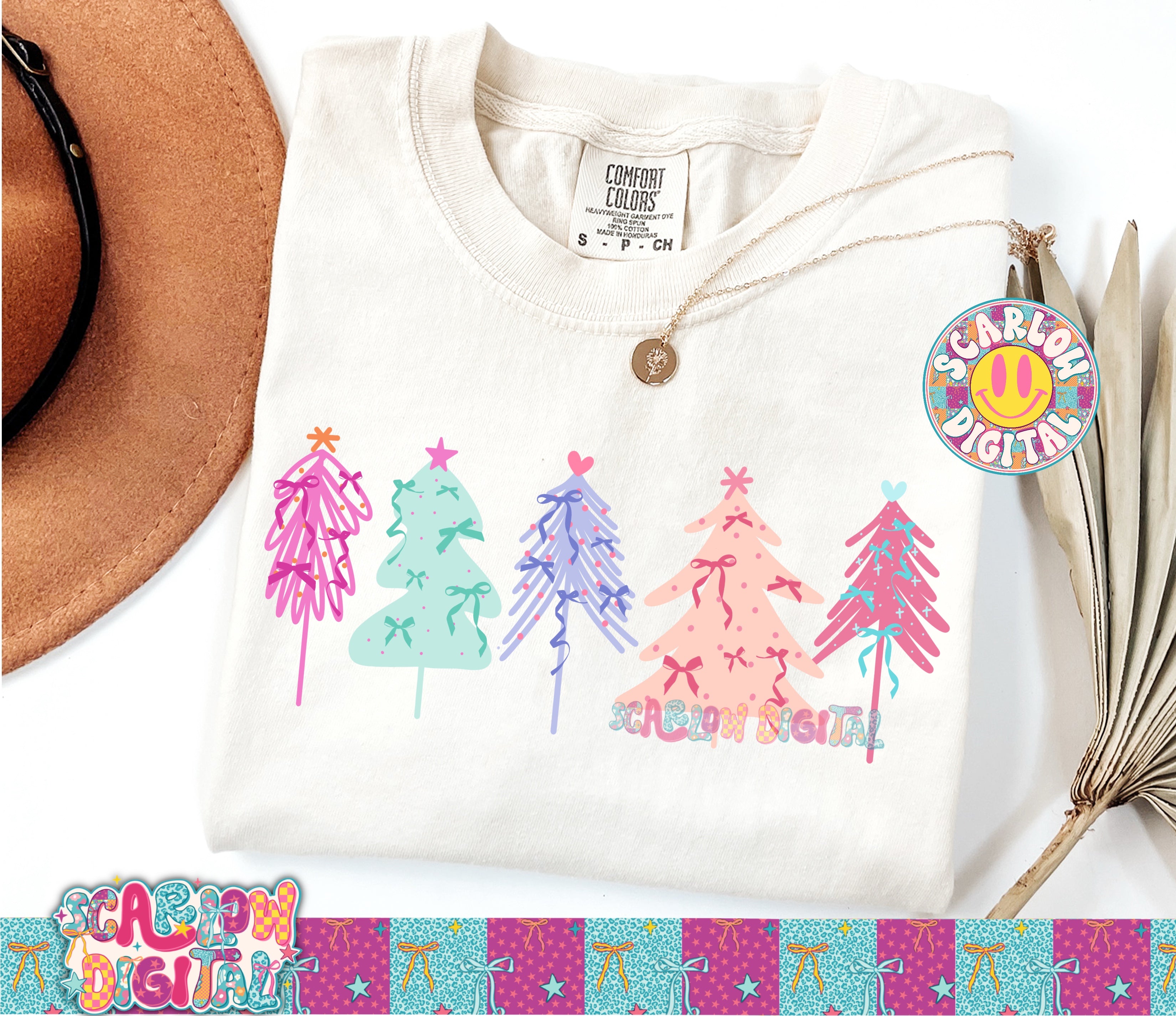 Preppy Christmas Trees PNG Digital Design 2