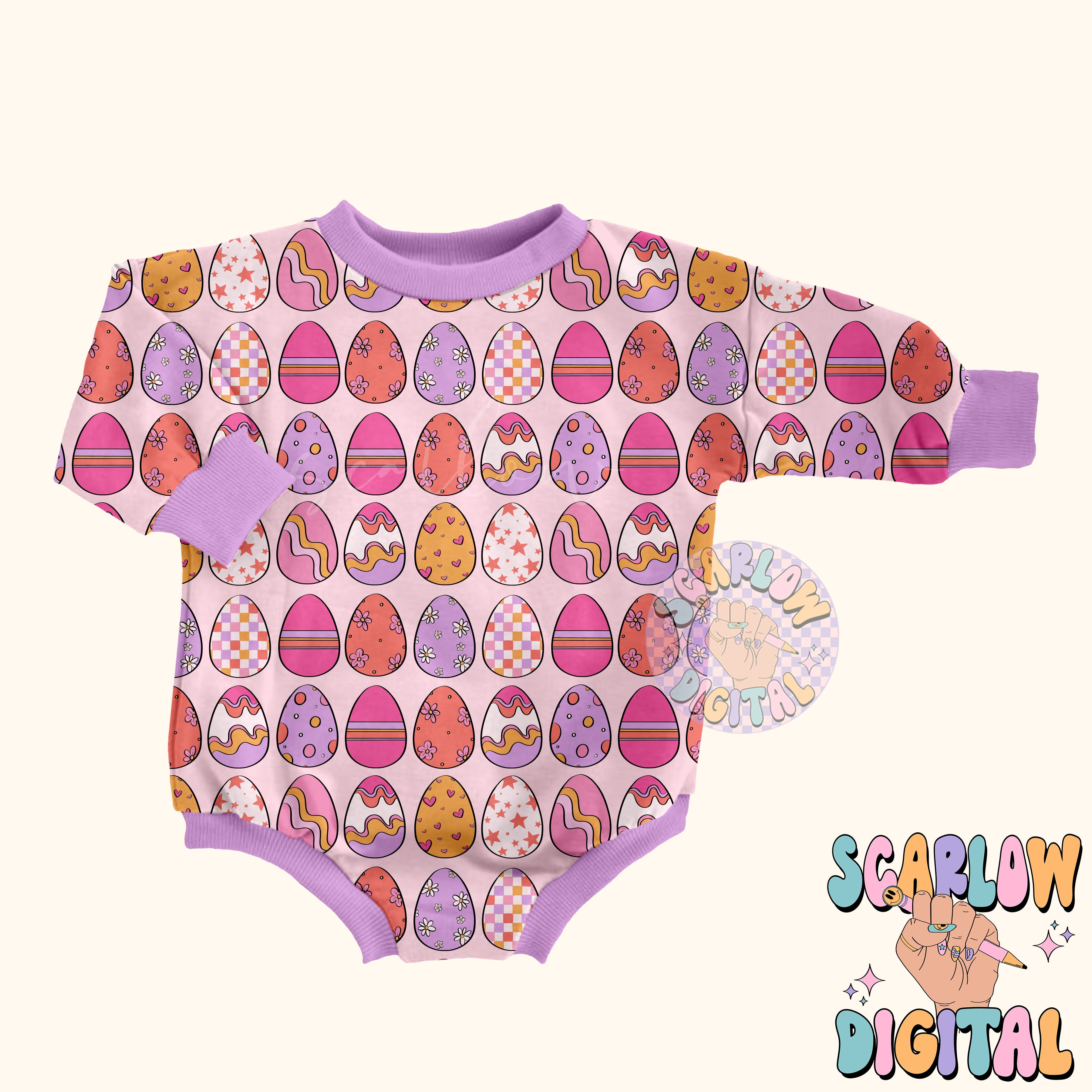 Preppy Eggs Seamless Pattern-Easter Sublimation Digital Design Download-girly seamless pattern, spring seamless file, easter seamless design 5