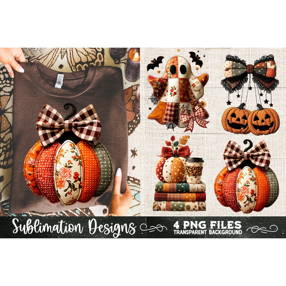 Preppy Floral Fall Patchwork 4 PNG Retro Sublimation 2