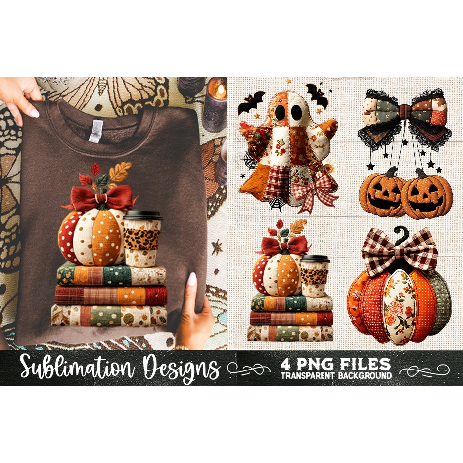 Preppy Floral Fall Patchwork 4 PNG Retro Sublimation 5