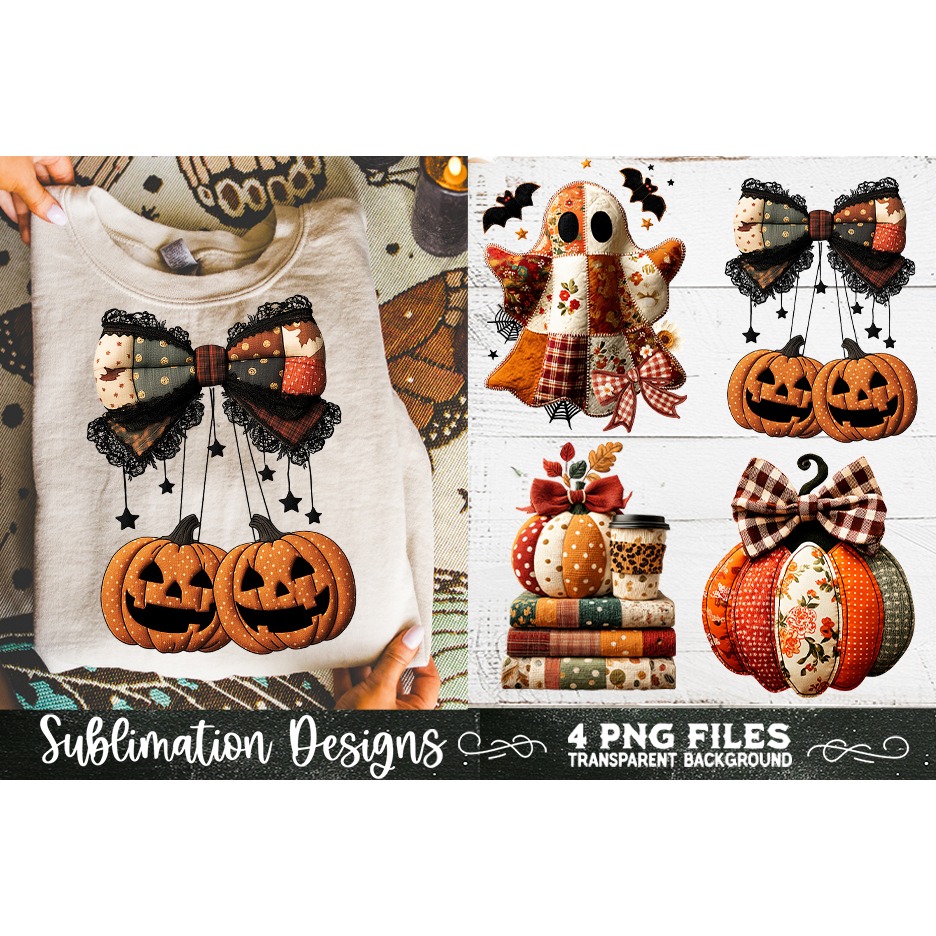 Preppy Floral Fall Patchwork 4 PNG Retro Sublimation 6