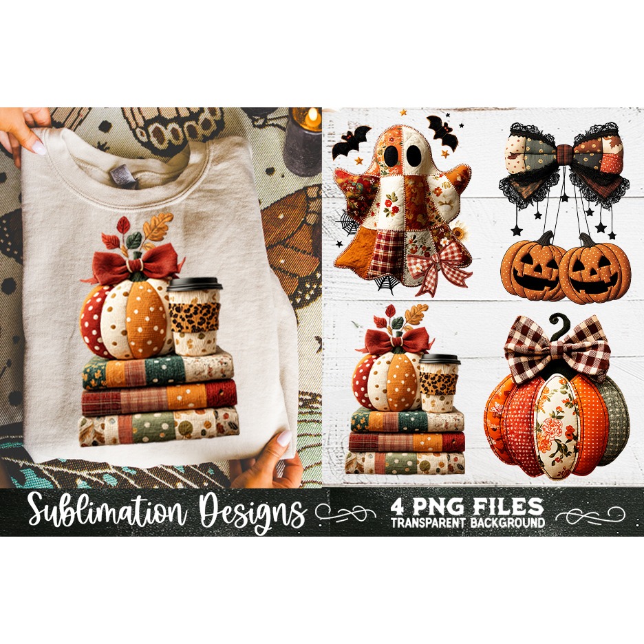 Preppy Floral Fall Patchwork 4 PNG Retro Sublimation 8