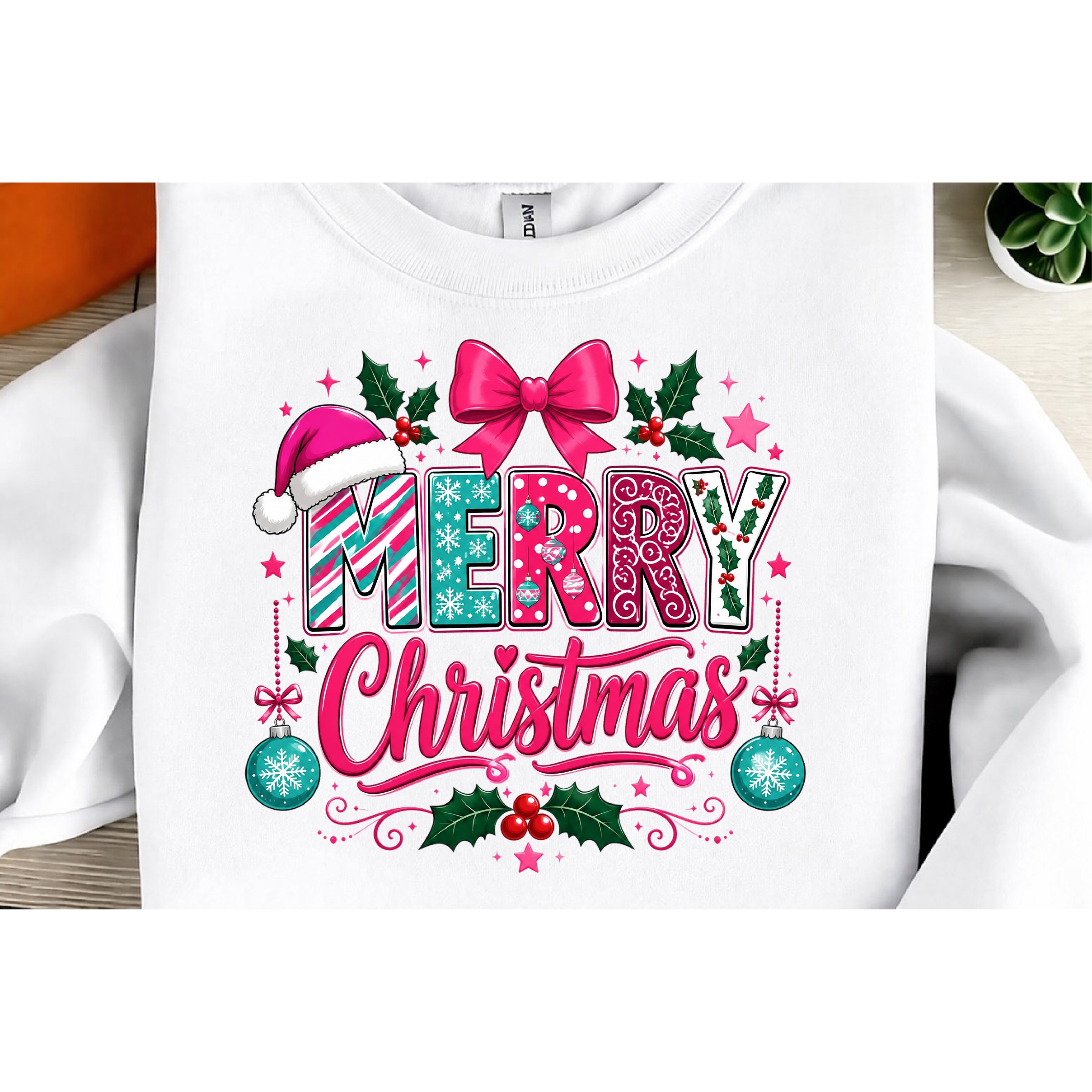 Preppy Merry Christmas PNG, Coquette Christmas png