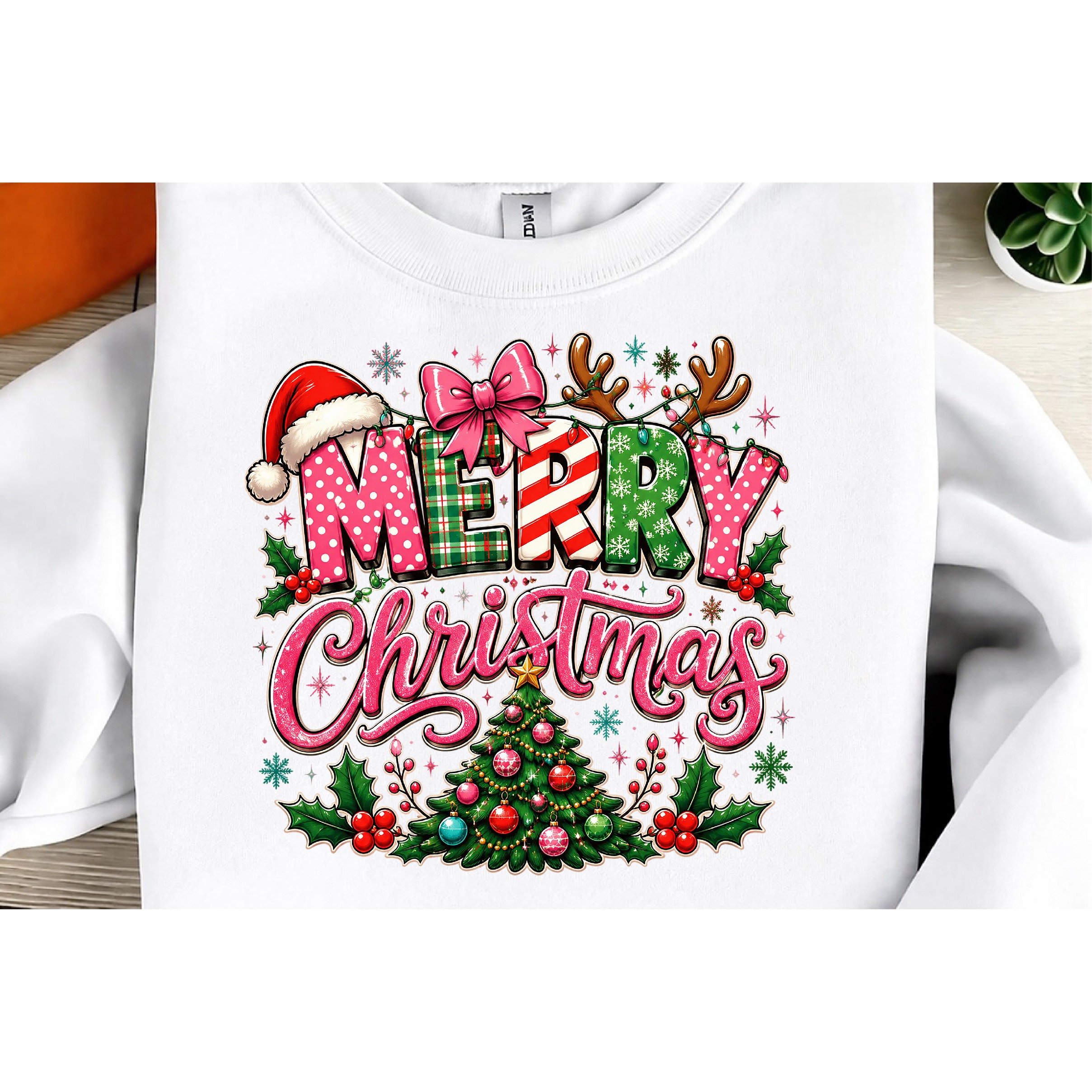 Preppy Merry Christmas Png, Retro Christmas 2